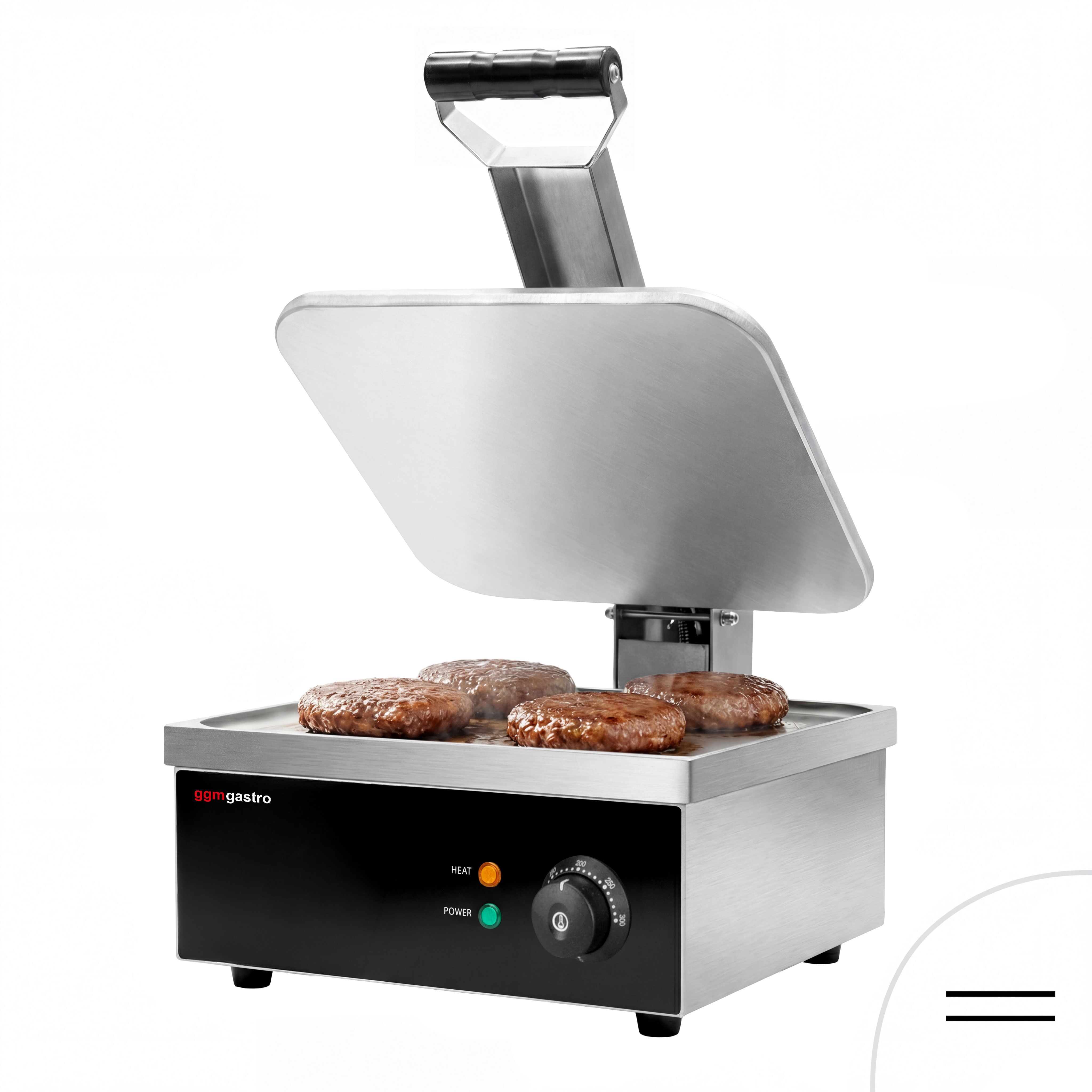 Table de préparation – 1210 mm – 2 portes – pour 9 bacs GN 1/6 – incl. grill de contact & machine à hamburgers