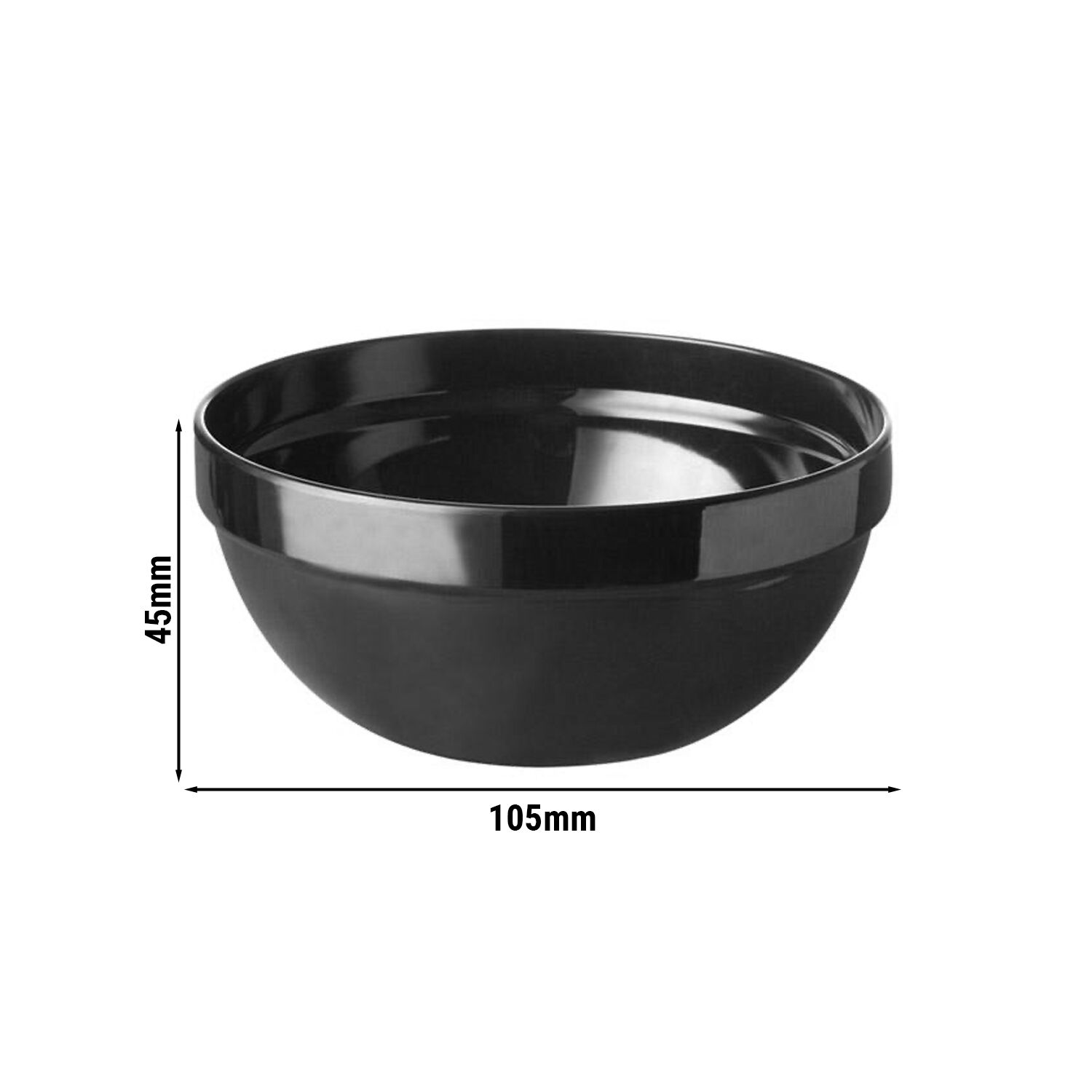 (6 pcs) Coupe - CASUAL MAXI - Mélamine - 150ml - Ø 105mm - Profondeur : 45mm - Noir