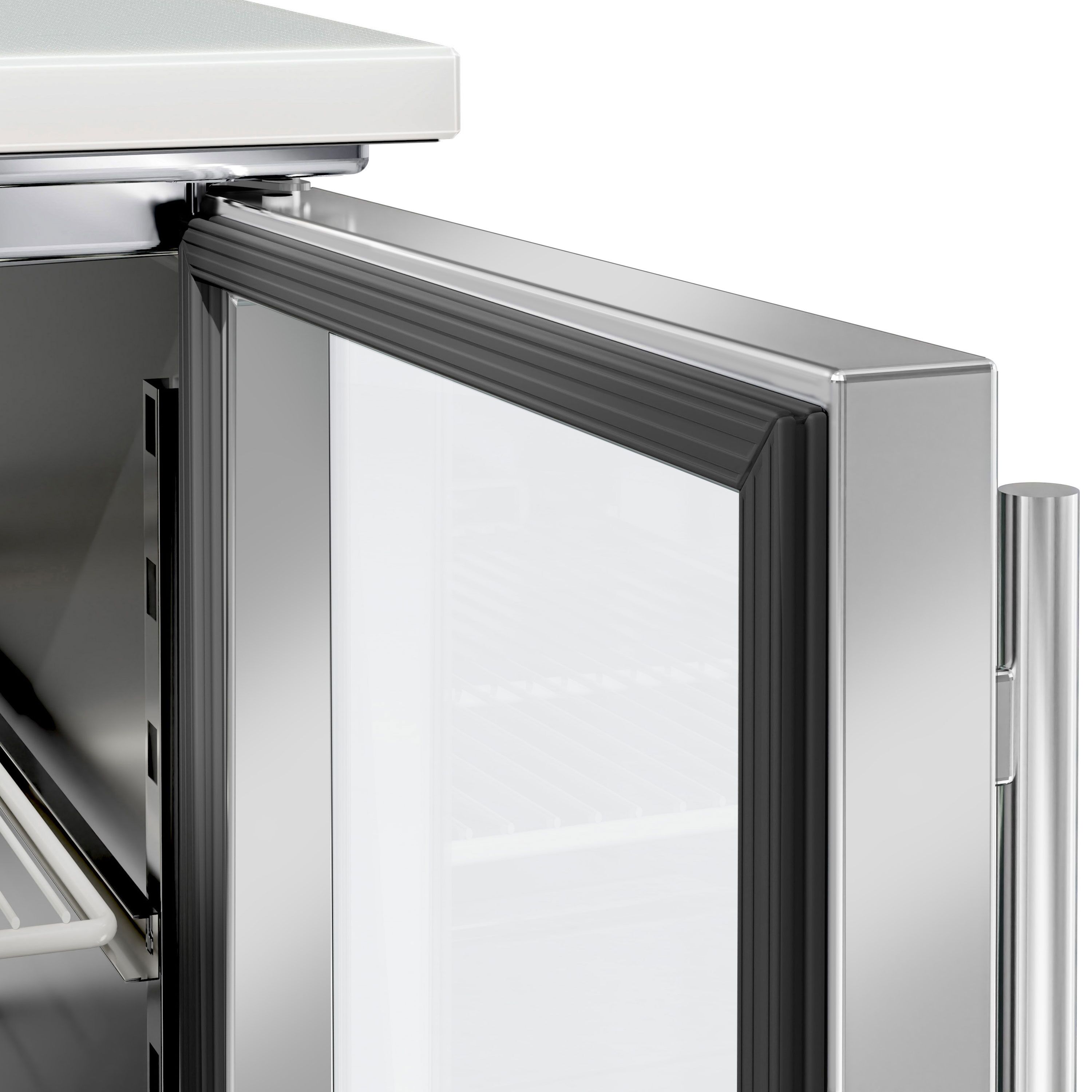 Saladette réfrigérée PREMIUM - 903mm - 240L - 2 portes vitrées - avec découpe pour 2x GN 1/1 & 3x GN 1/6 & Couvercle inox - plan de travail en granit noir