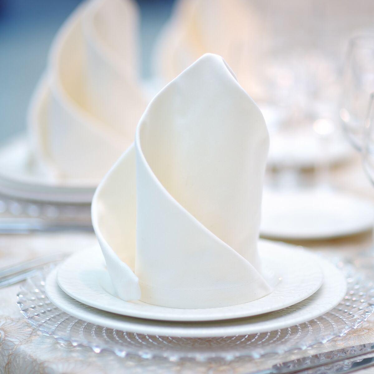 (250 pcs) Serviette de table damassée en coton Tessin Atlas - 50x50cm - Blanc