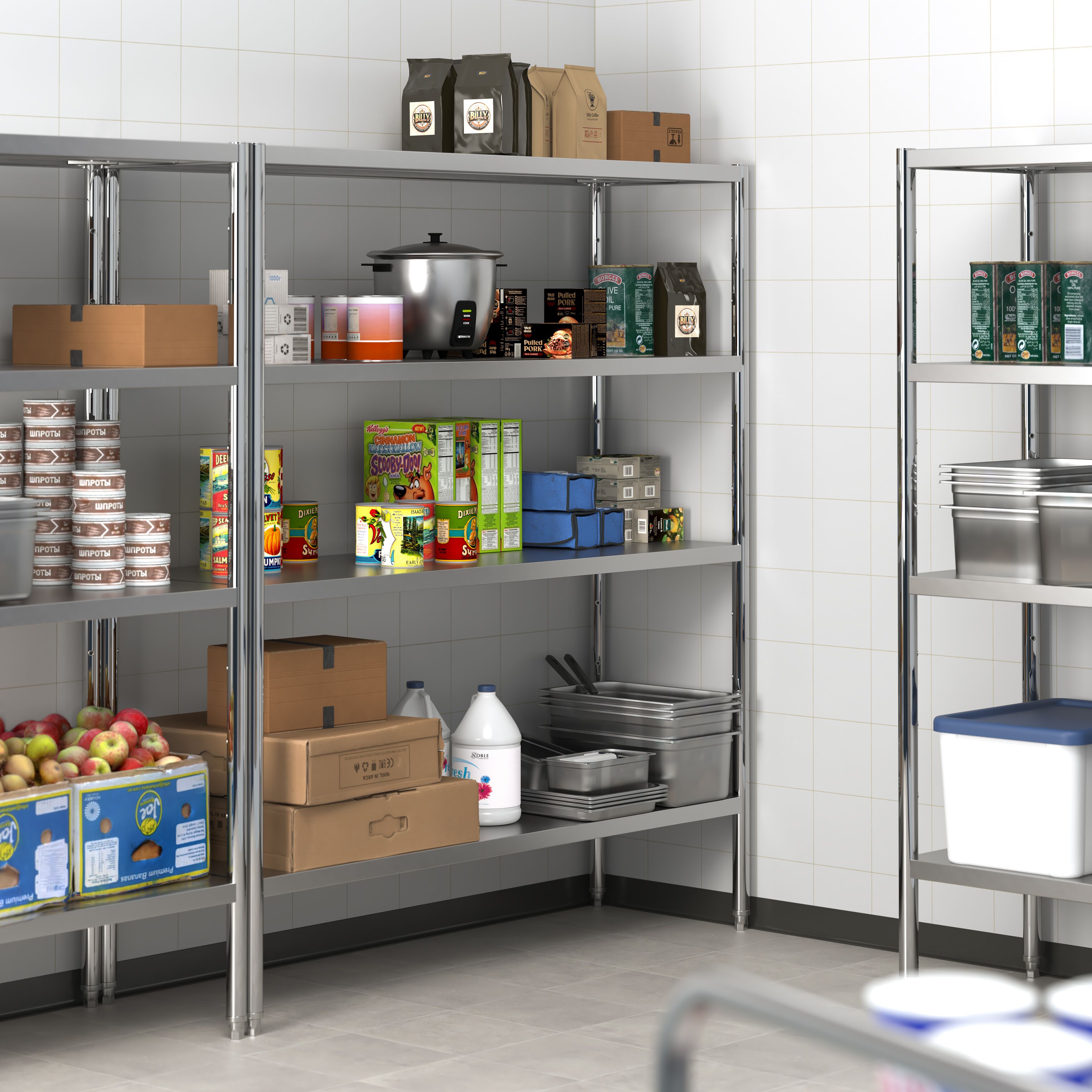 Étagère en inox PREMIUM - 1400 x 490 mm - avec 4 étagères (réglables)
