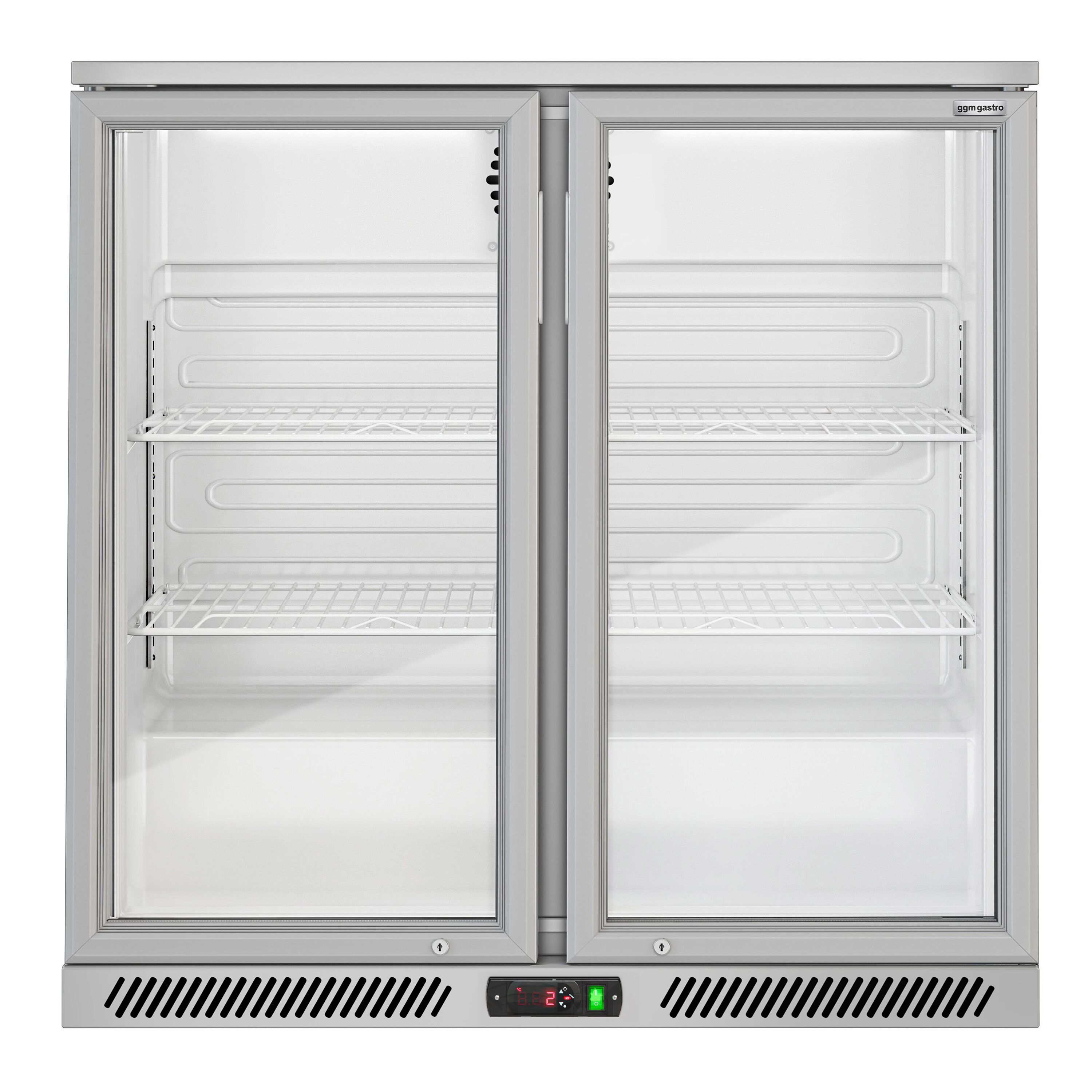 Réfrigérateur de bar – 900 mm – 220 litres – avec 2 portes vitrées battantes – Gris