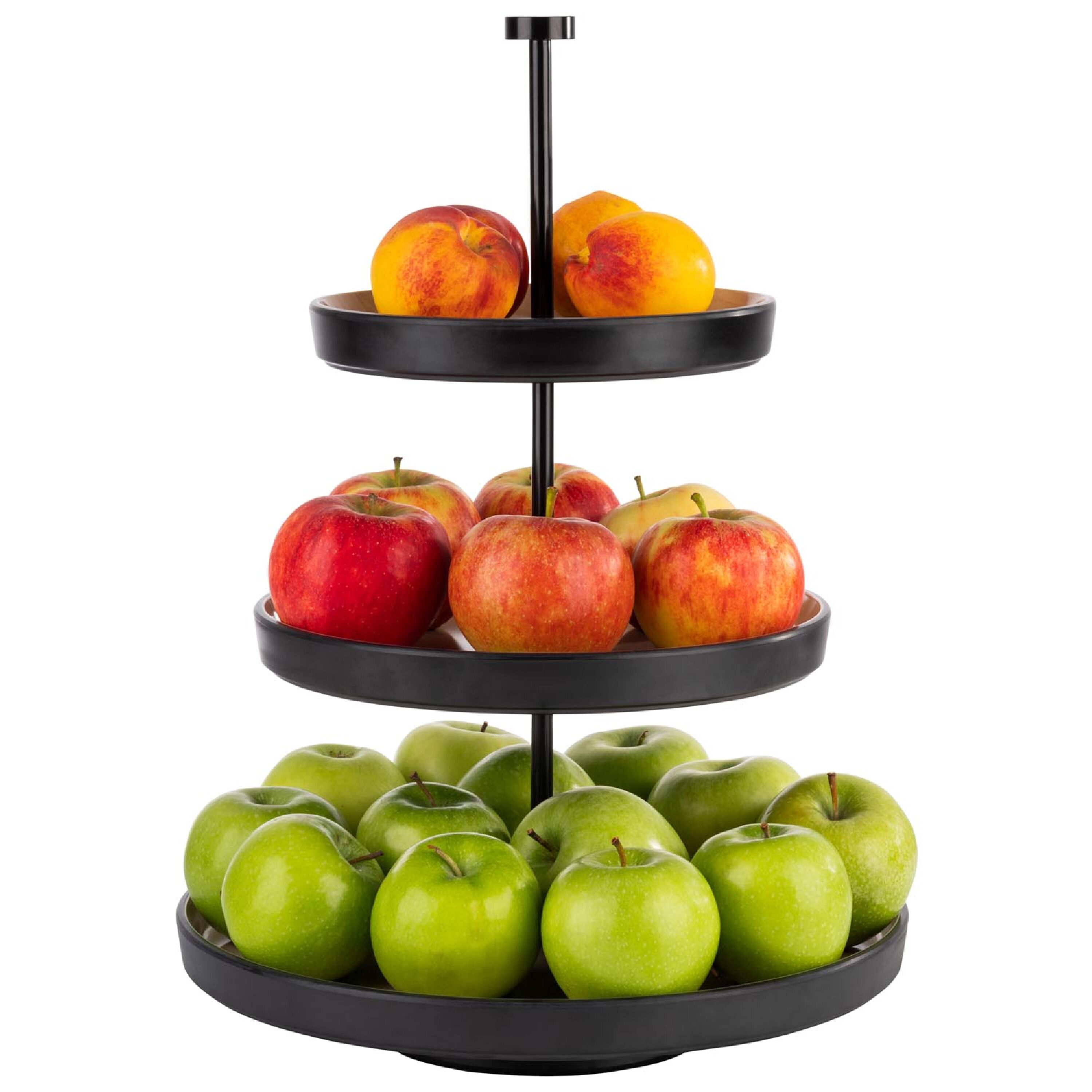Présentoir buffet - FRIDA - 3 niveaux - rond - Acier inoxydable, Mélamine - Beige, Noir