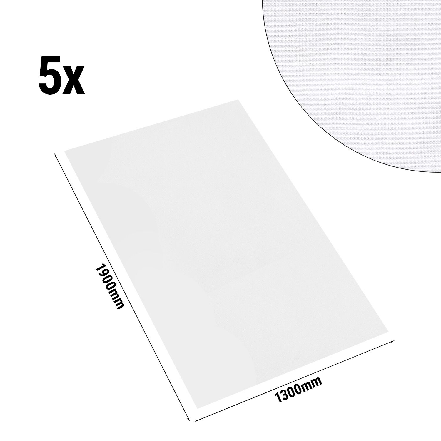 (5 pièces) Nappe damassée Tessin Atlas - 210 g/m² - 130 x 190 cm - Blanc