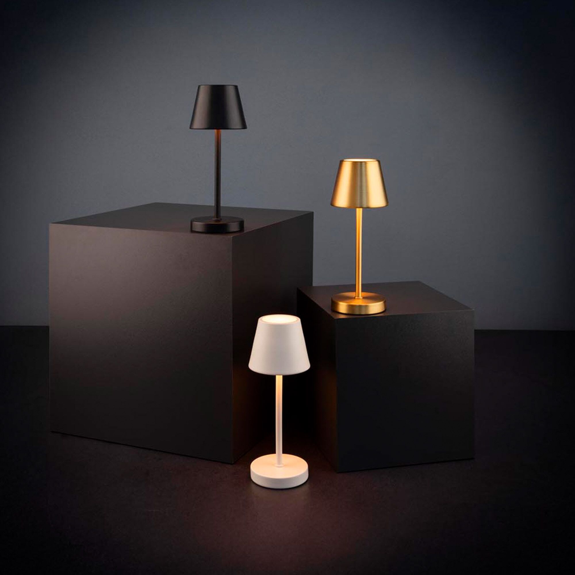 Lampe de table – MERLE MICRO – dimmable en 3 niveaux – Ø 80 mm – Noir