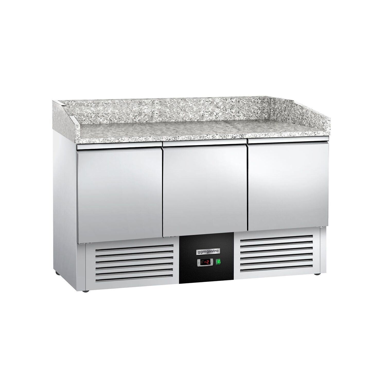 Banco pizza refrigerato PREMIUM - 1400x700mm - con 3 porte - piano in granito