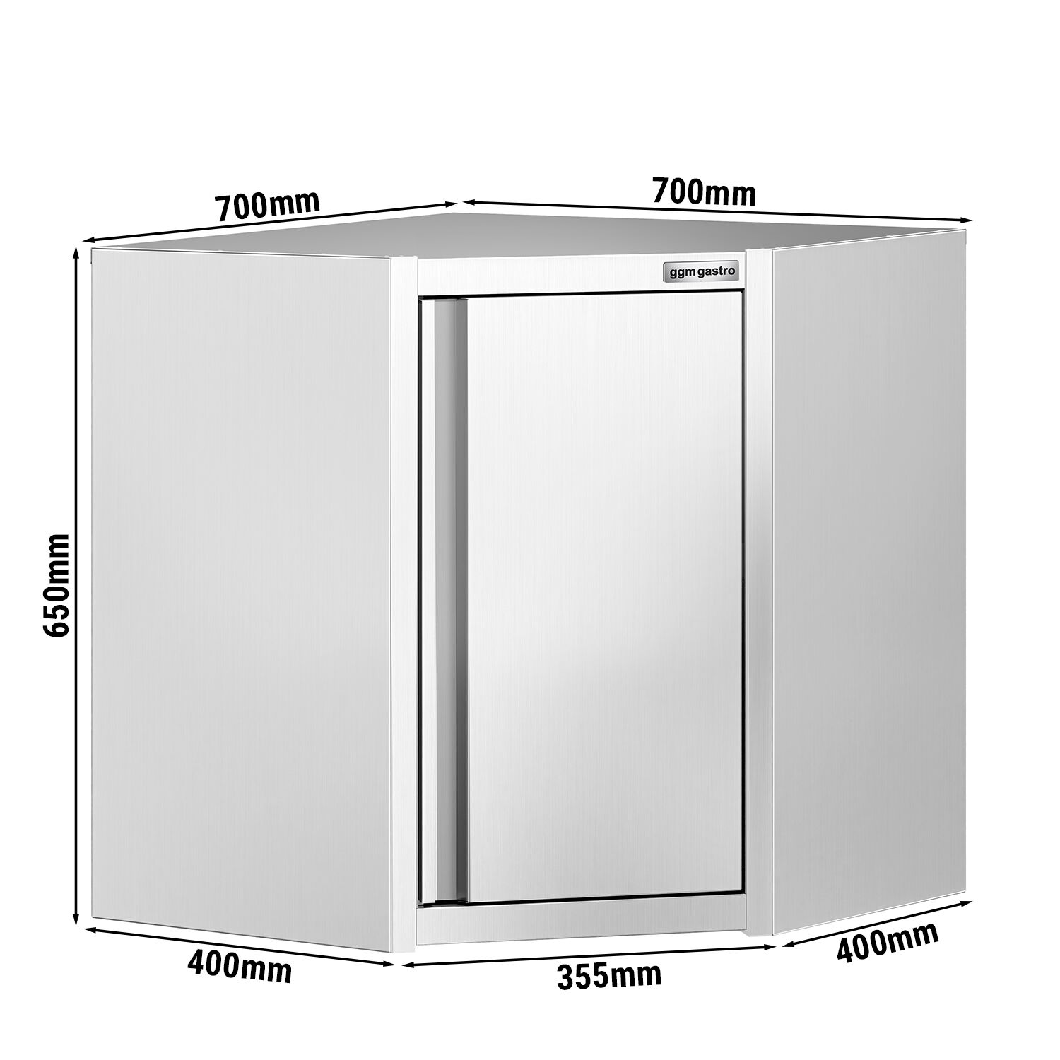 Armoire murale en acier inoxydable - 700x700mm - avec porte battante - 660mm de haut