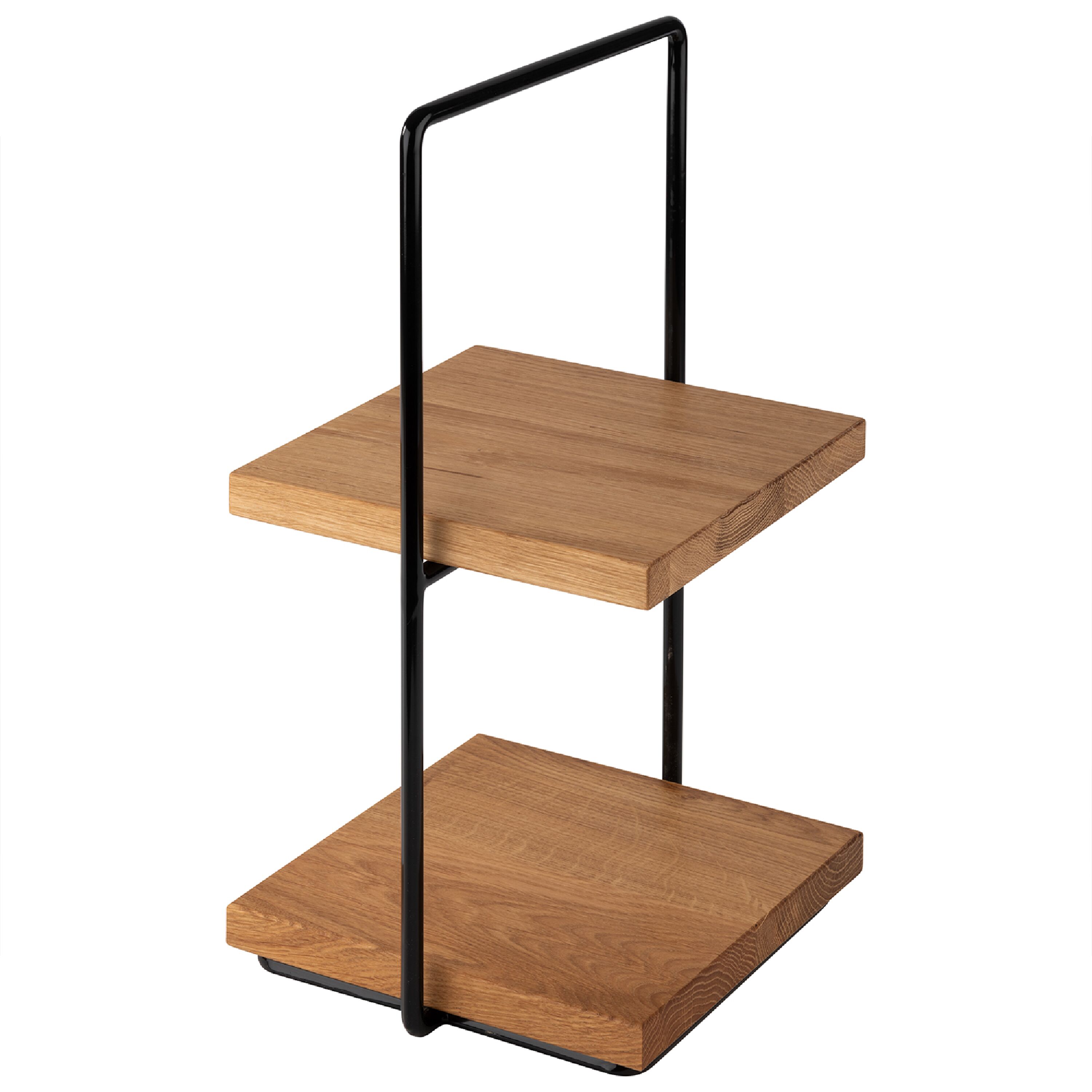 Présentoir buffet - 2 niveaux - PERFECTO SMALL - Rectangulaire - Structure en métal - Plateaux en chêne/bois