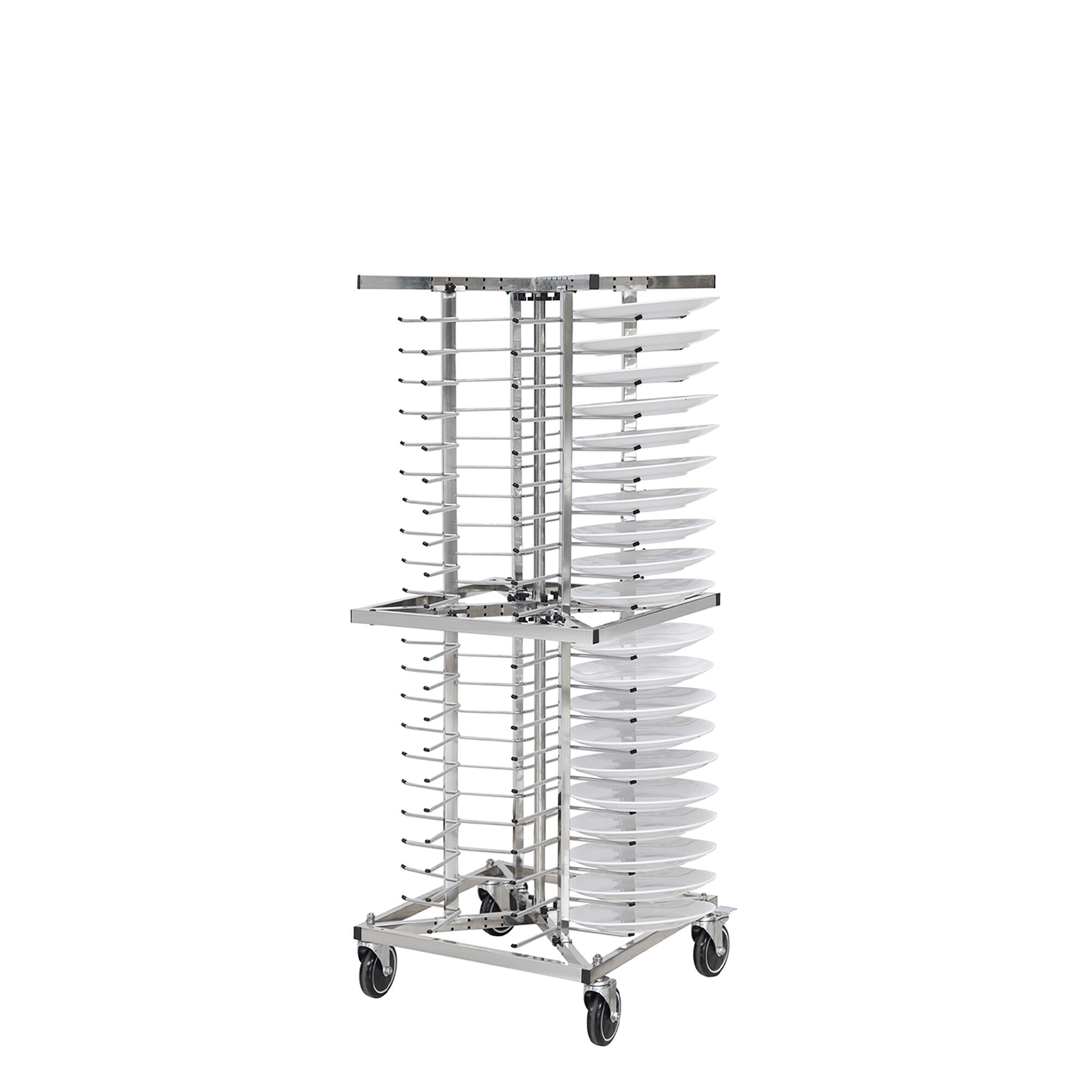 Chariot Double pour Assiettes - jusqu'à 80 Assiettes - Ø 23 - 30 cm - Mobile