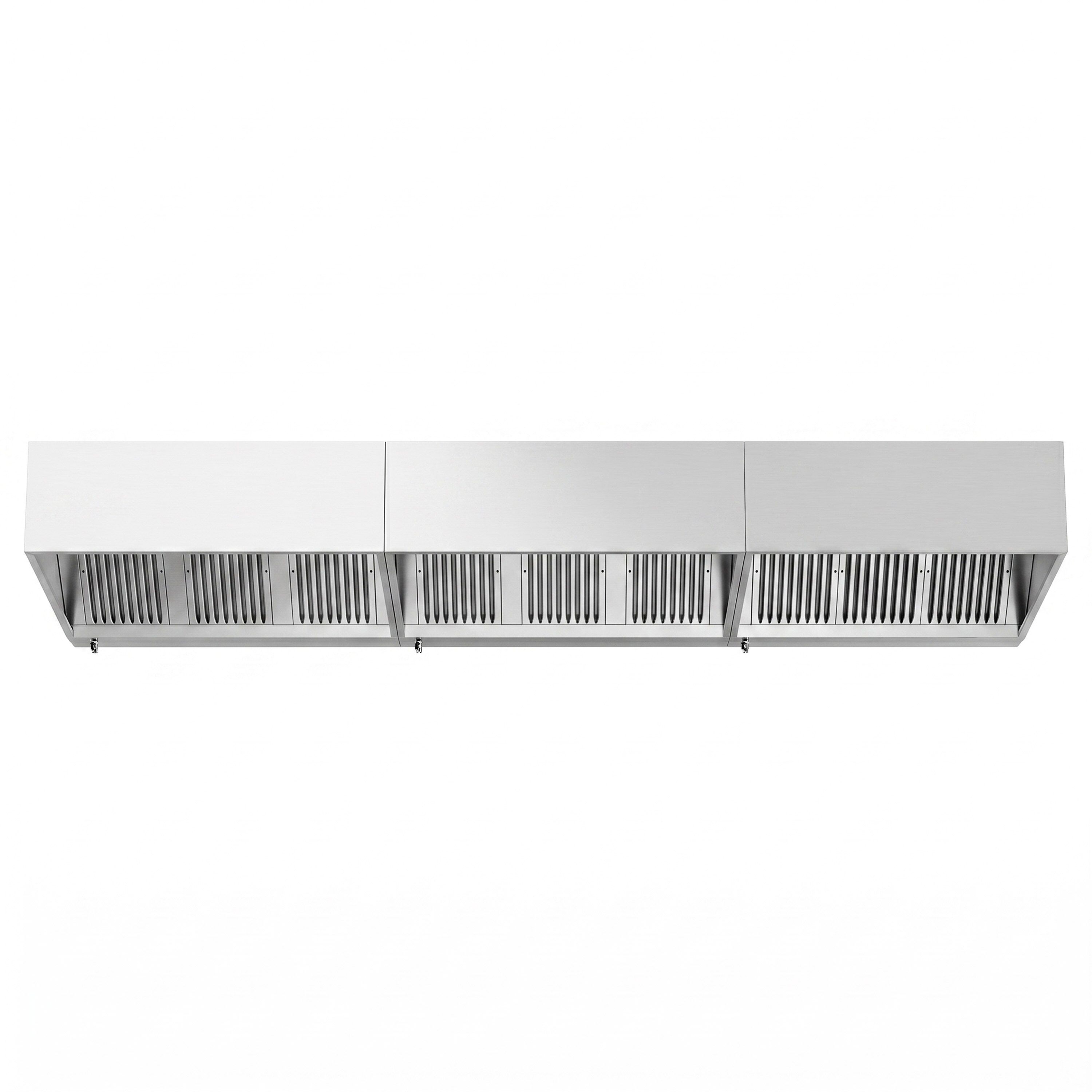 Hotte à adosser professionnelle - Profondeur 1100 - 4600mm - sans moteur - avec filtres et éclairage