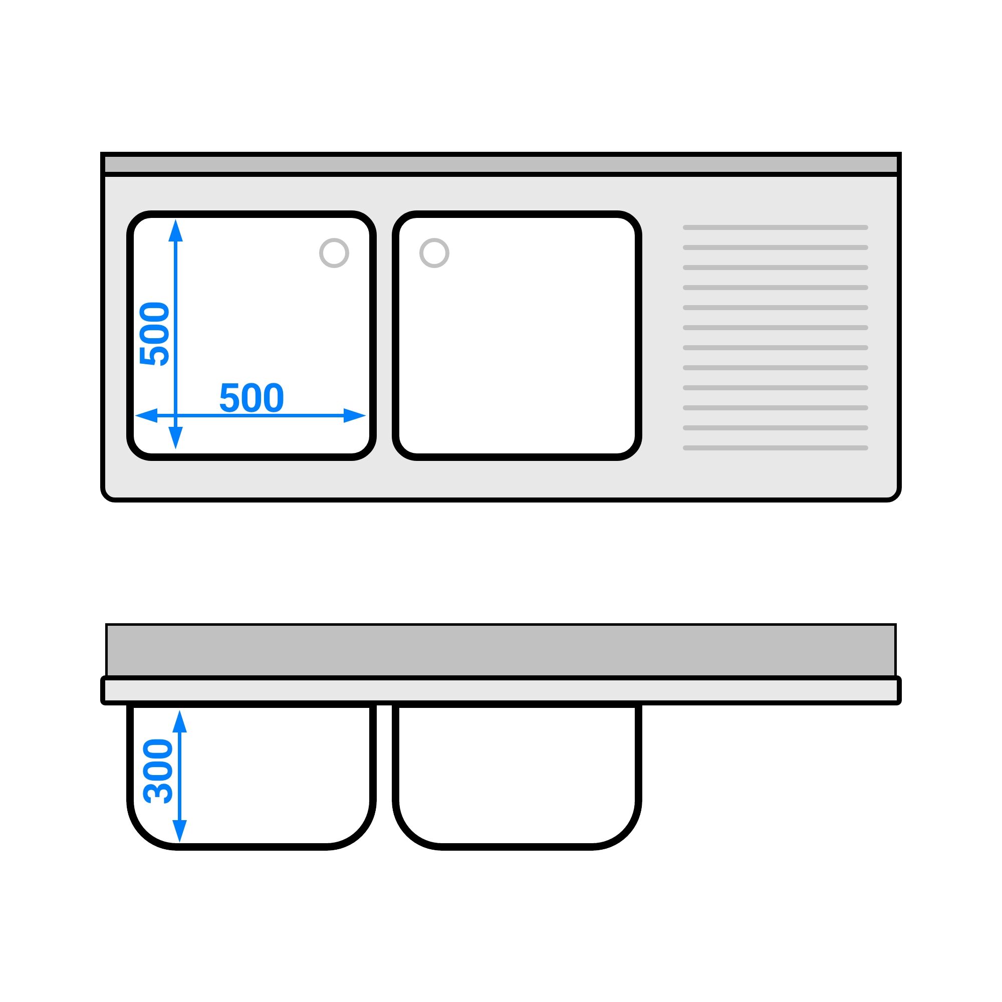 Plonge PREMIUM - 1600x700mm - avec 2 bacs