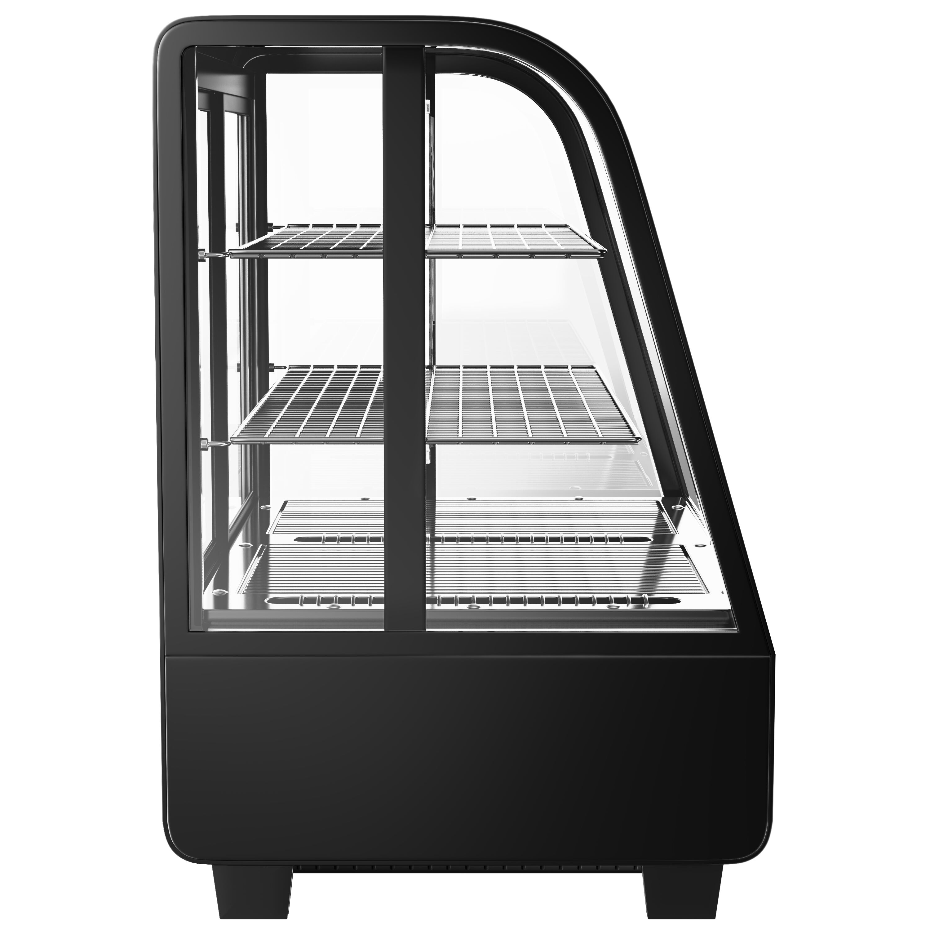Vitrine réfrigérée de table - 100L - 682mm - Double vitrage - avec 2 étagères en verre - portes coulissantes vitrées arrière