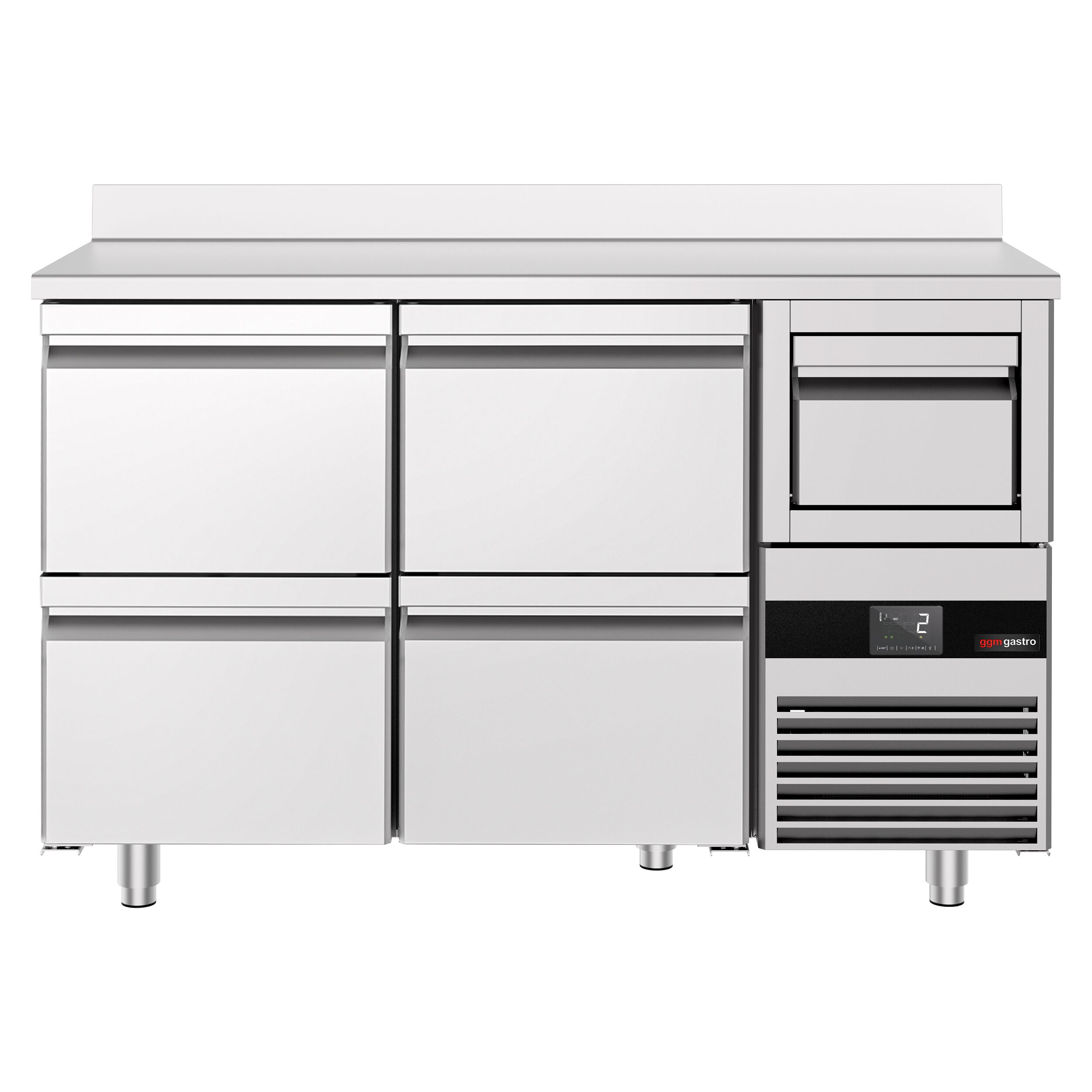 Arrière-bar réfrigéré professionnel  PREMIUM - 1580x600 mm - 4 tiroirs, dosseret & bac à marc pour café