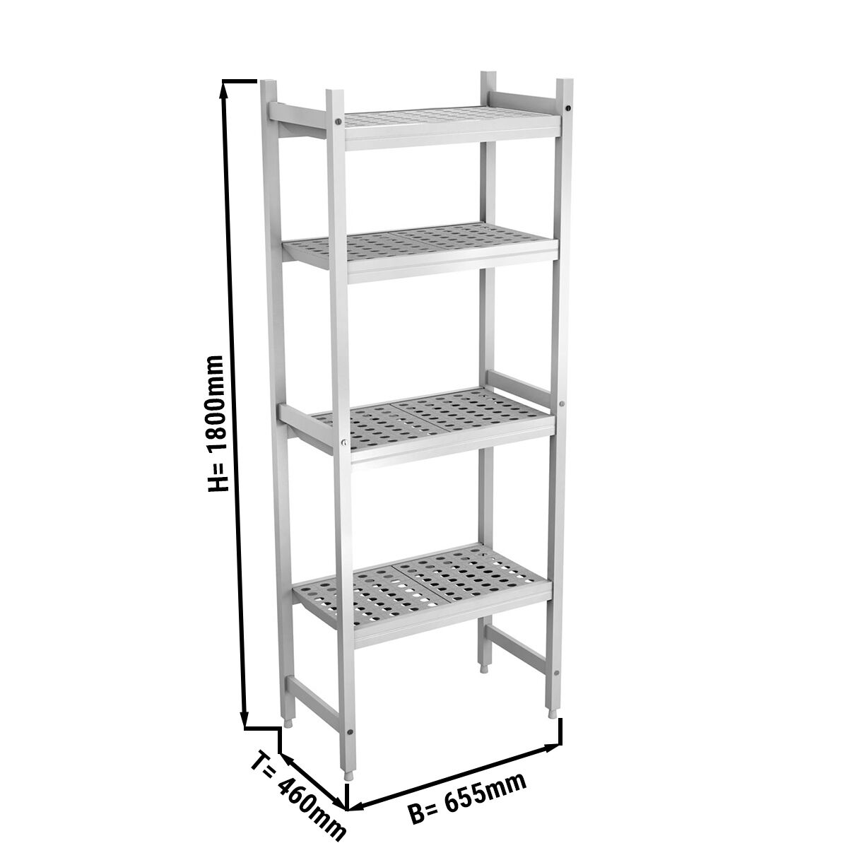 Étagère de base en aluminium - 655 x 1800 mm - Capacité de charge : 600 kg