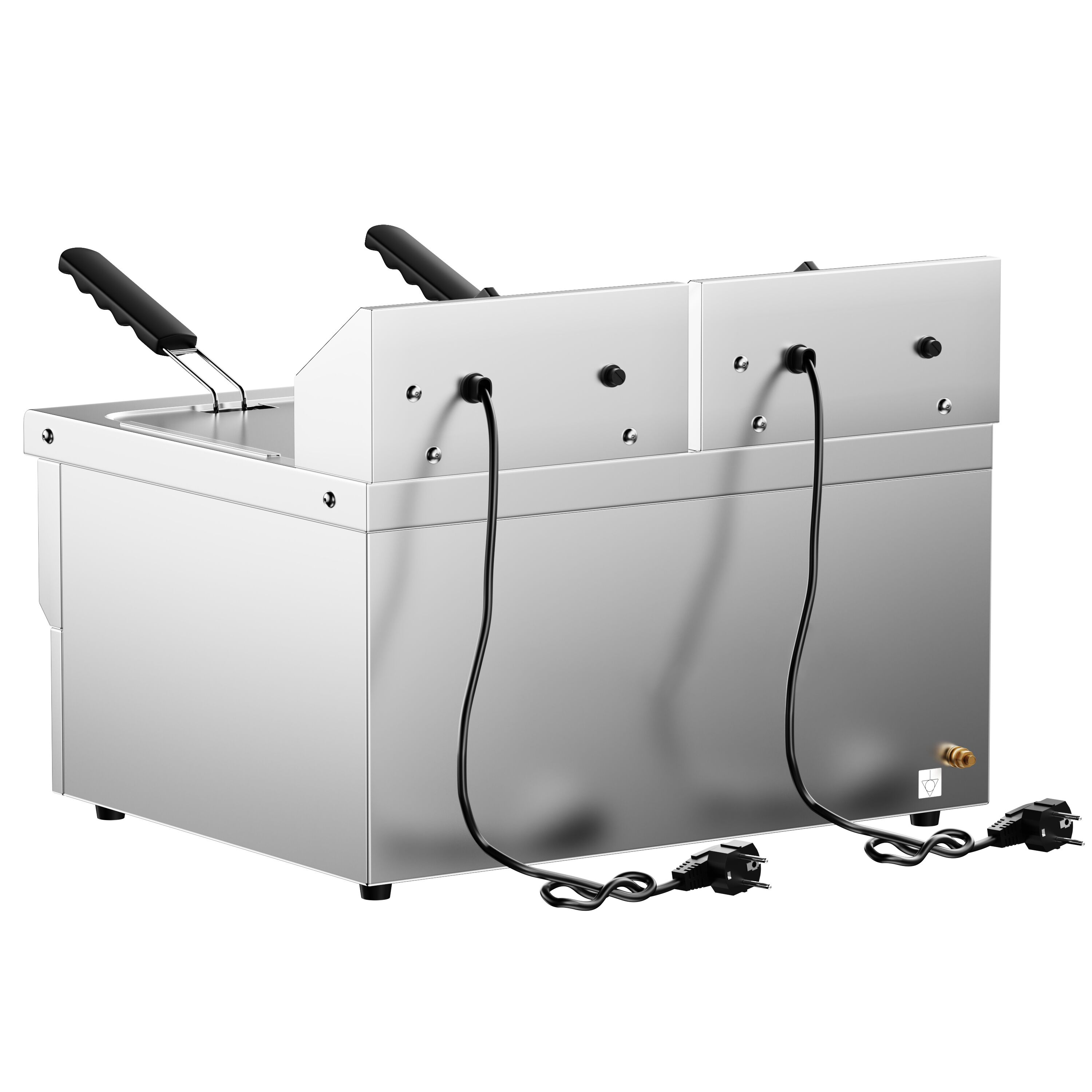 Friteuse électrique double – 8+8 litres – 6,5 kW – avec robinet de vidange