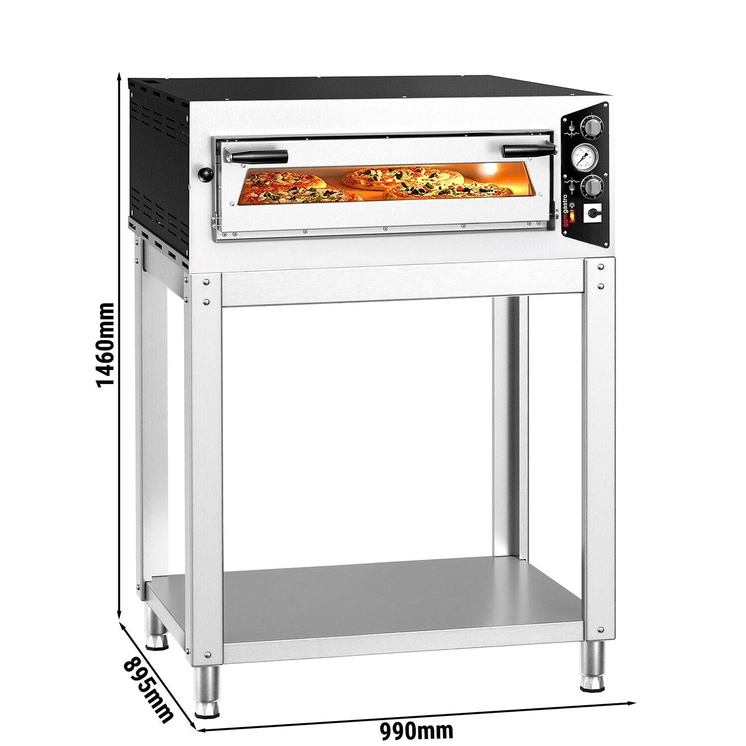 Four à pizza électrique – 4 x 35 cm – Manuel – incl. support inférieur