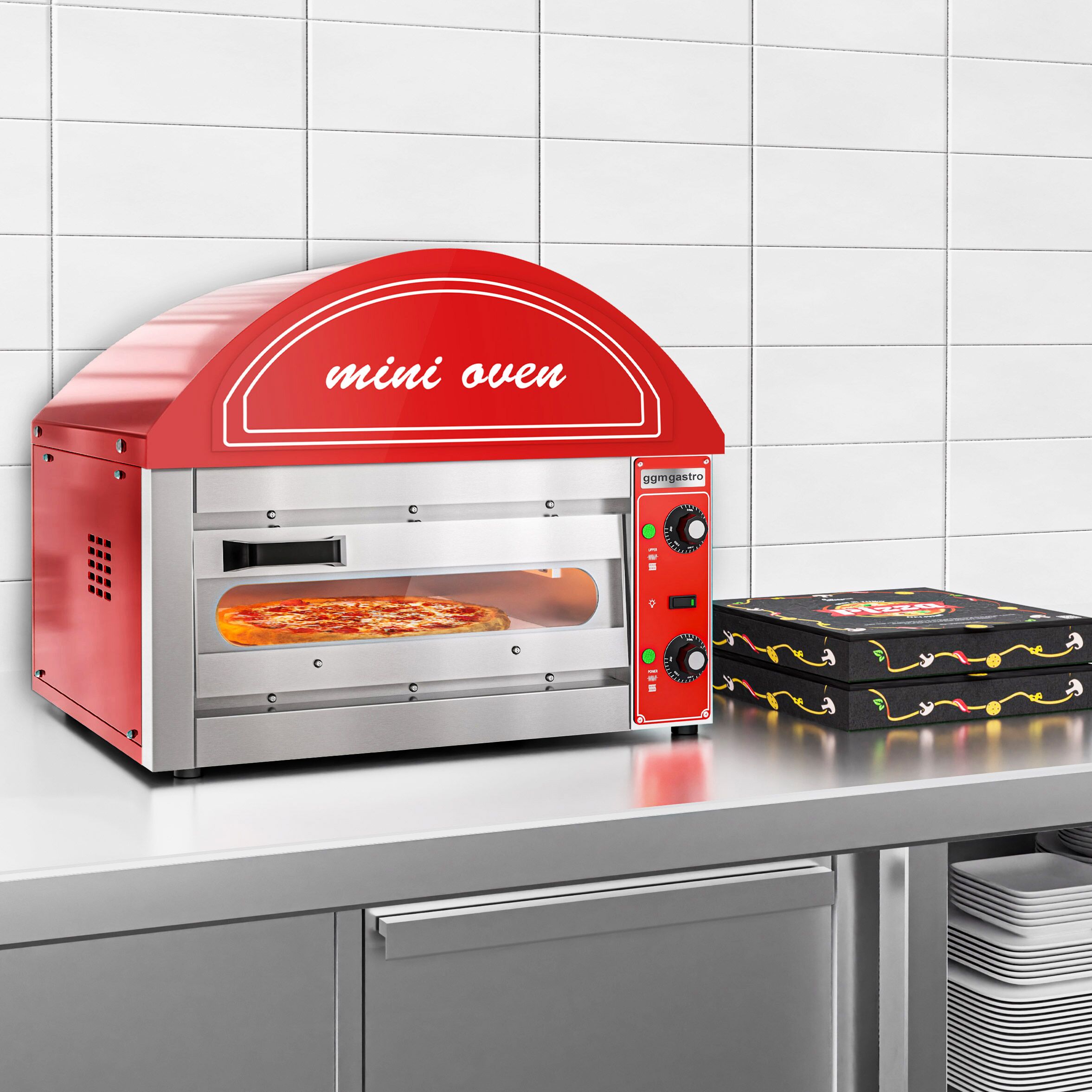 Electric Deck Pizza Oven - Single Deck - 1 - Ø 34cm (13.4") - 230V Single Phase - Mechanical Controls - Black - up to 280°C