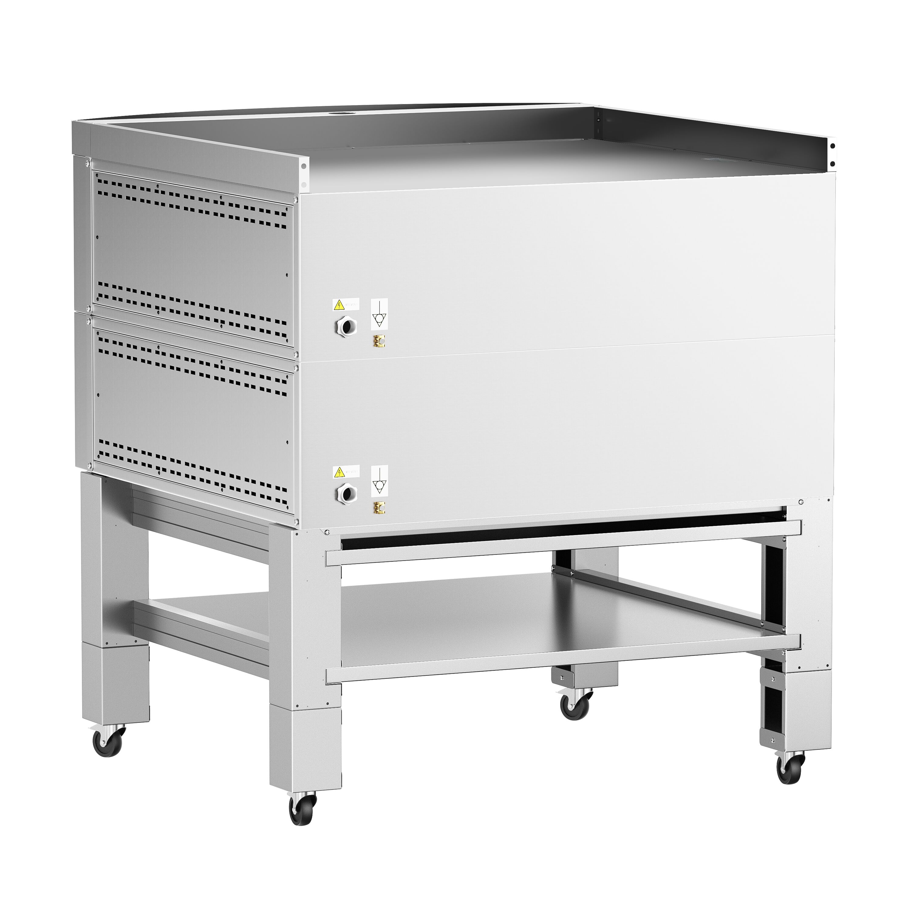 Elektryczny piec do pizzy Power – 9+9 x 34 cm – cyfrowy – w zestawie z okapem, podstawą i kółkami
