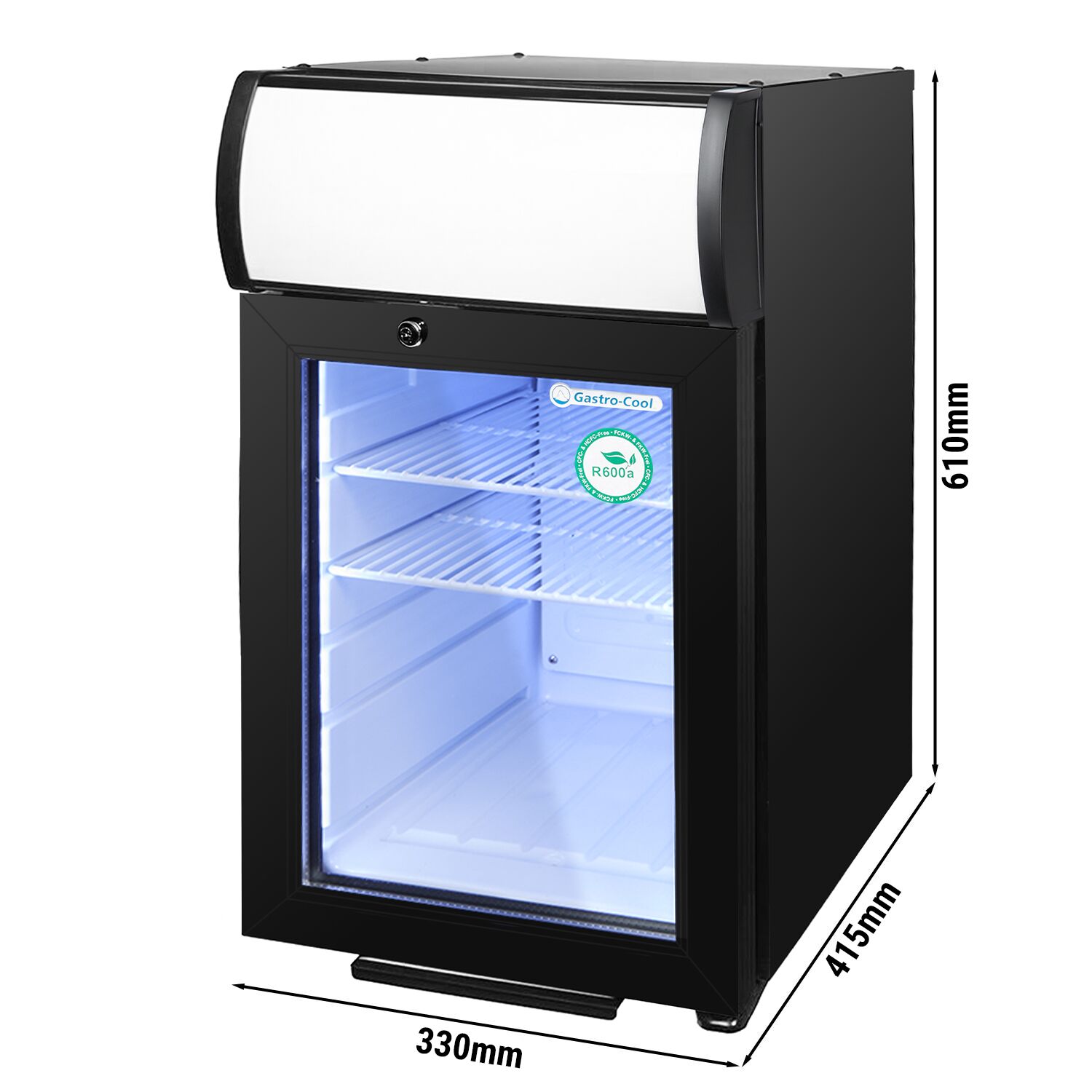 GASTRO-COOL | Minibar réfrigéré - 430 mm - 62 litres - avec 1 porte vitrée - Noir