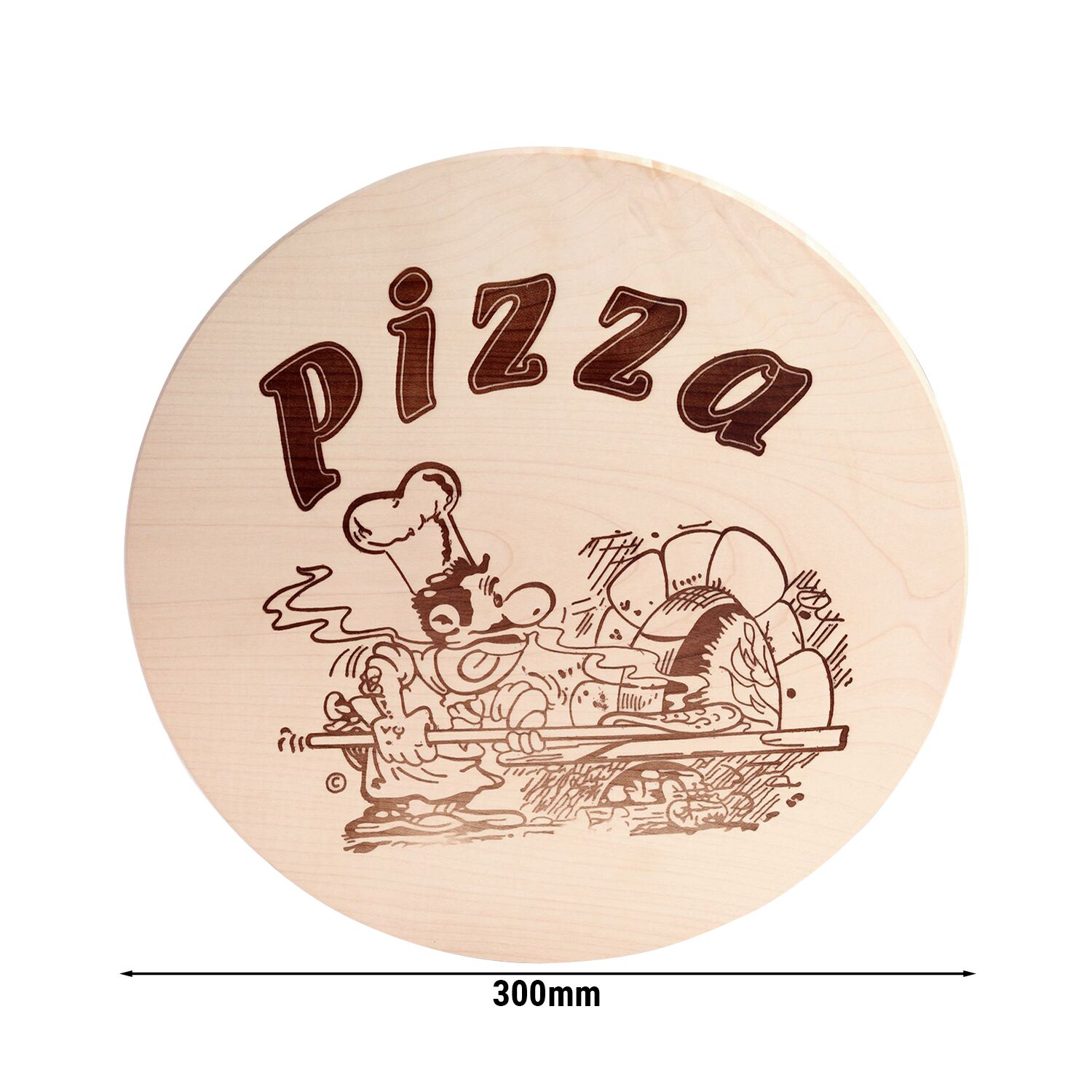 Assiette à Pizza en Bois d'Érable - Ø 300 mm - avec Motif Brûlé