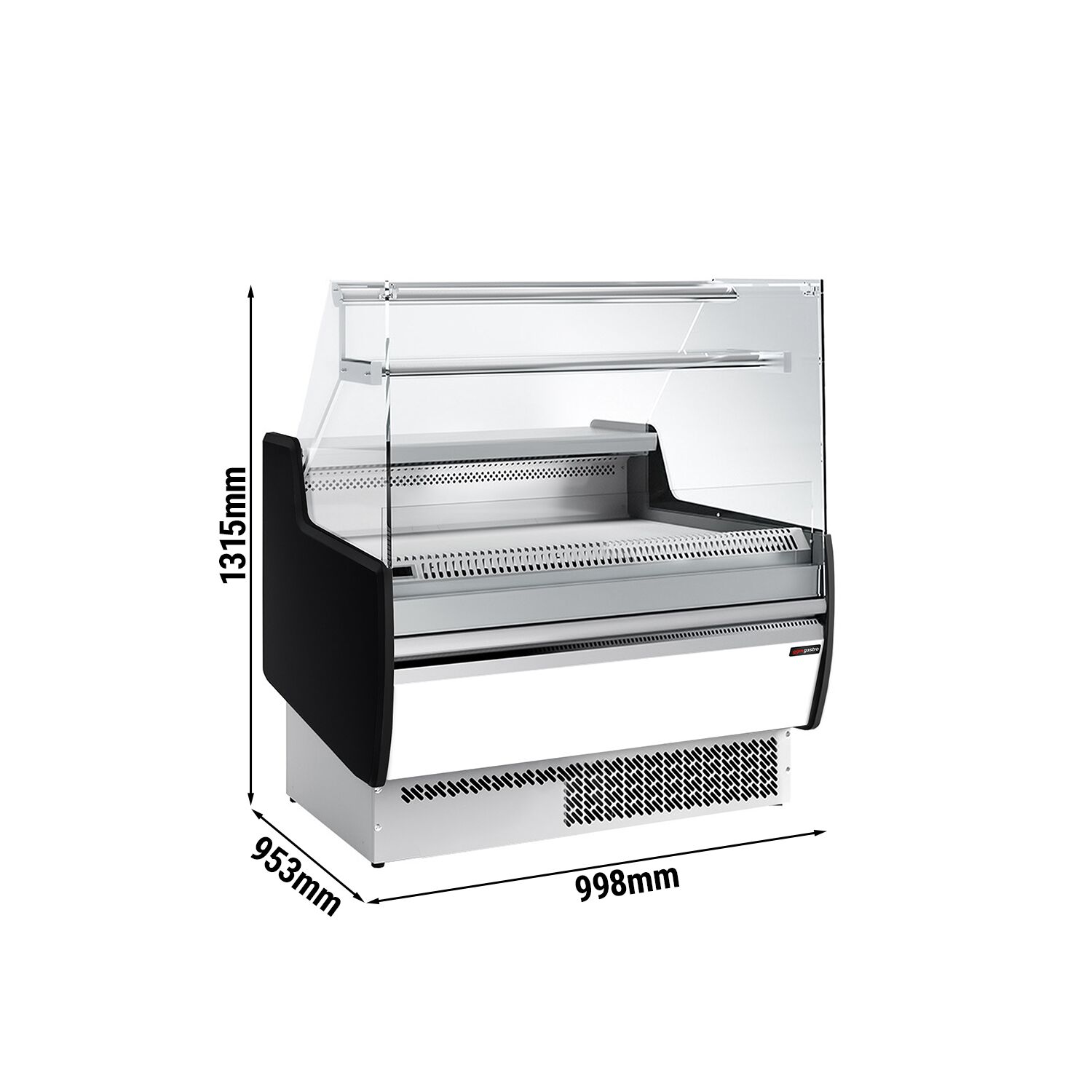 Comptoir vitrine réfrigérée - 998x953mm - +0/+6°C - 1 porte - 1 étagère - Façade blanche