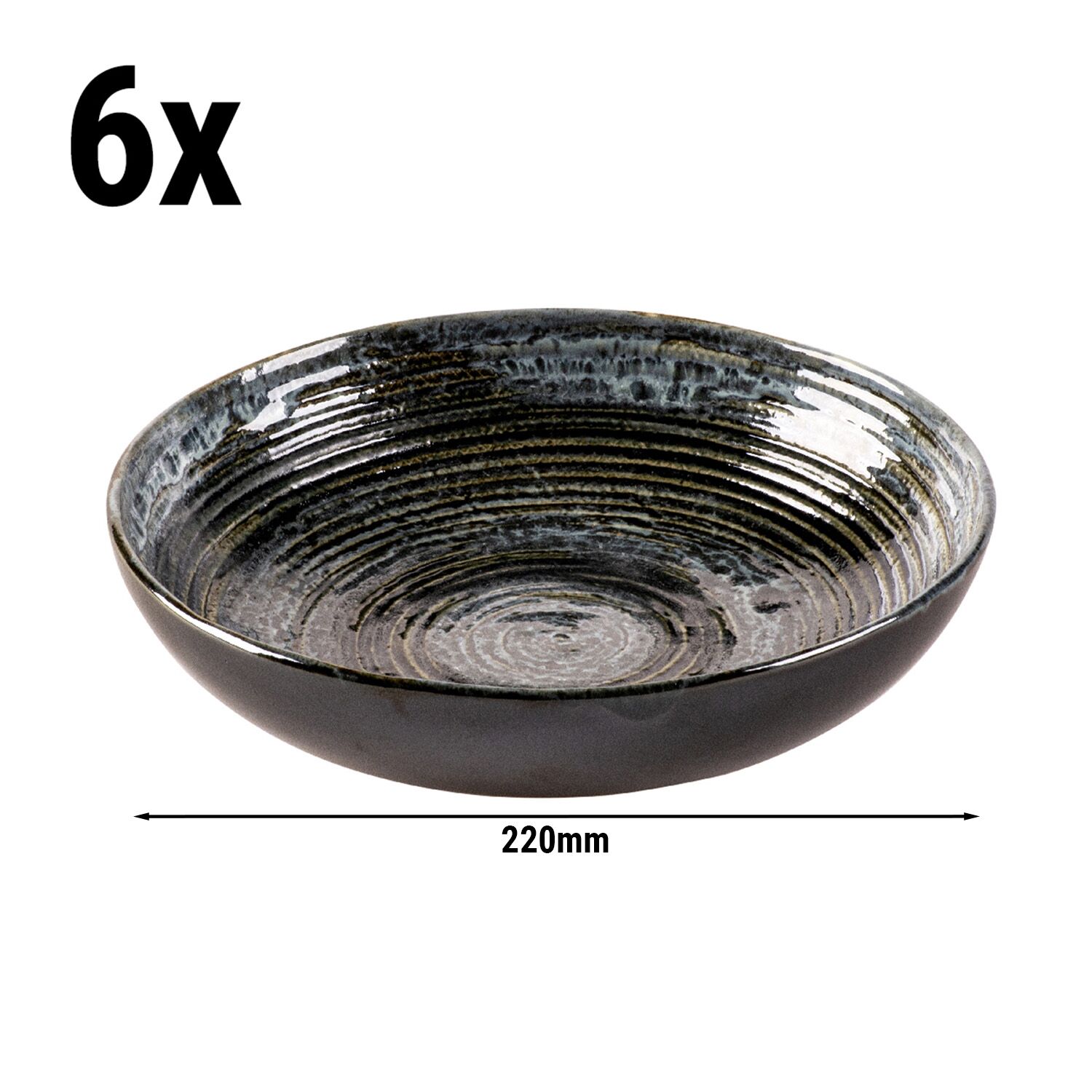 (6 pièces) METALLIC – Bol / Assiette creuse – Ø 220 mm – Argent