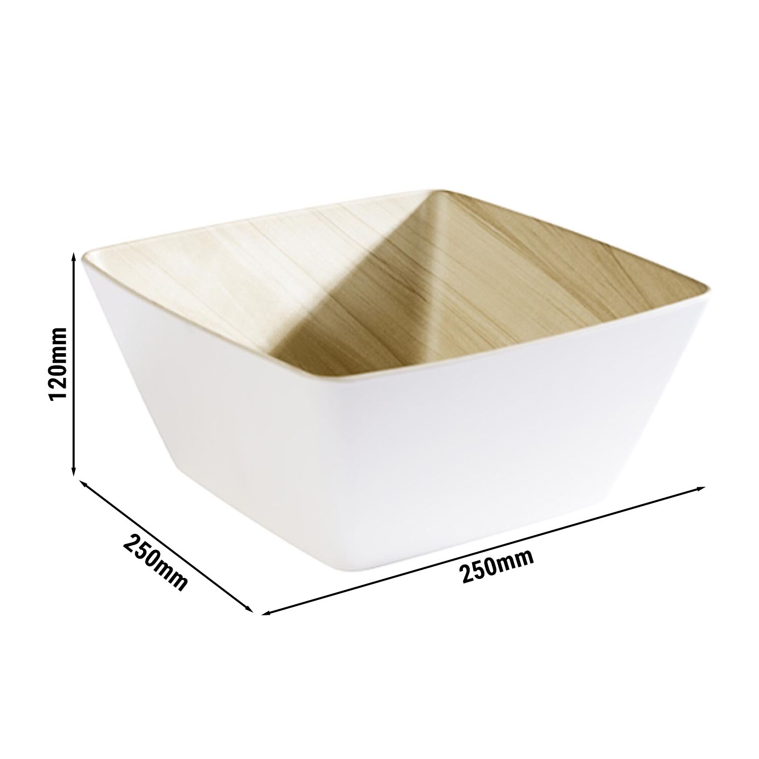 (6 stuks) Schaal - FRIDA - Melamine - 3,5L - vierkant - 250x250mm - stapelbaar - Wit/Beige