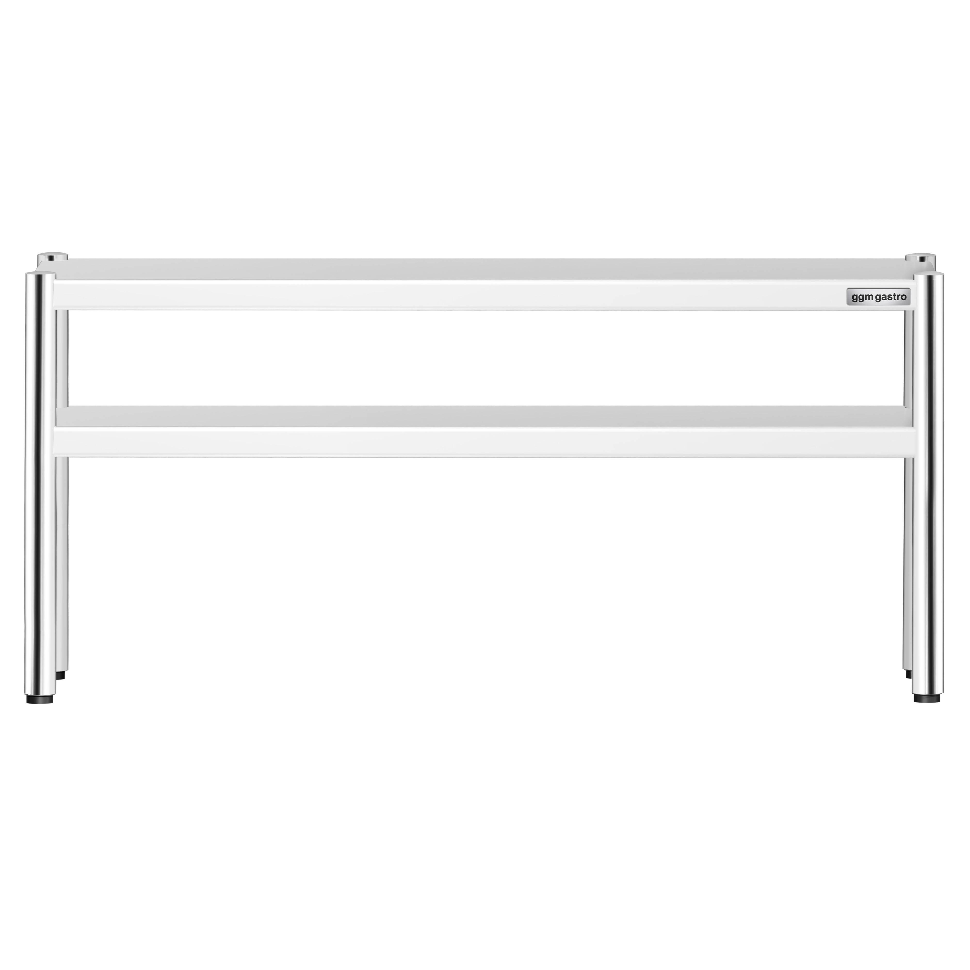 Étagère supérieure en inox – 2 niveaux – 1400 × 370 mm – hauteur réglable