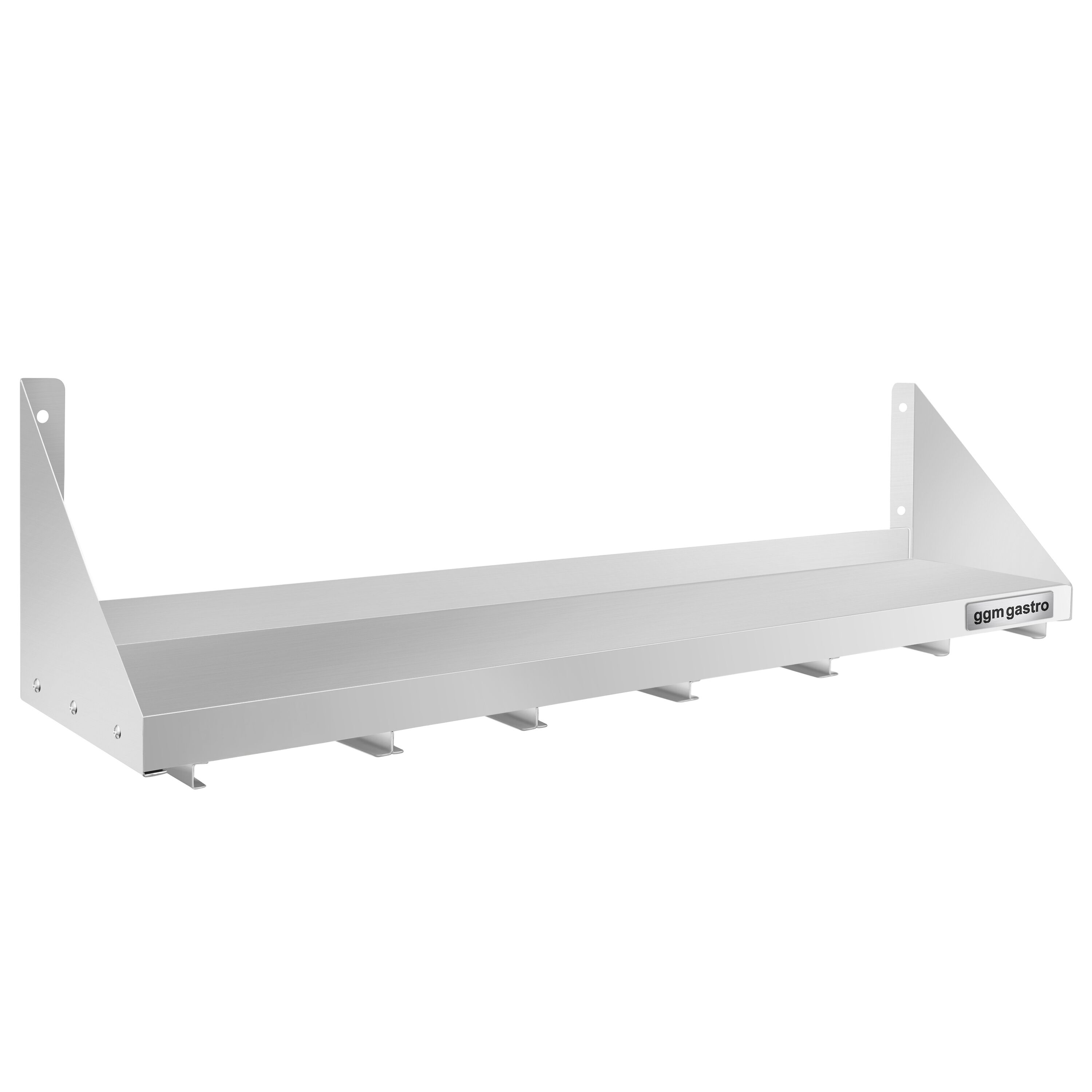 Étagère murale en inox pour Bacs GN 6x GN 1/6 - 1200x300mm - 1 niveaux - incl. glissières pour bacs GN
