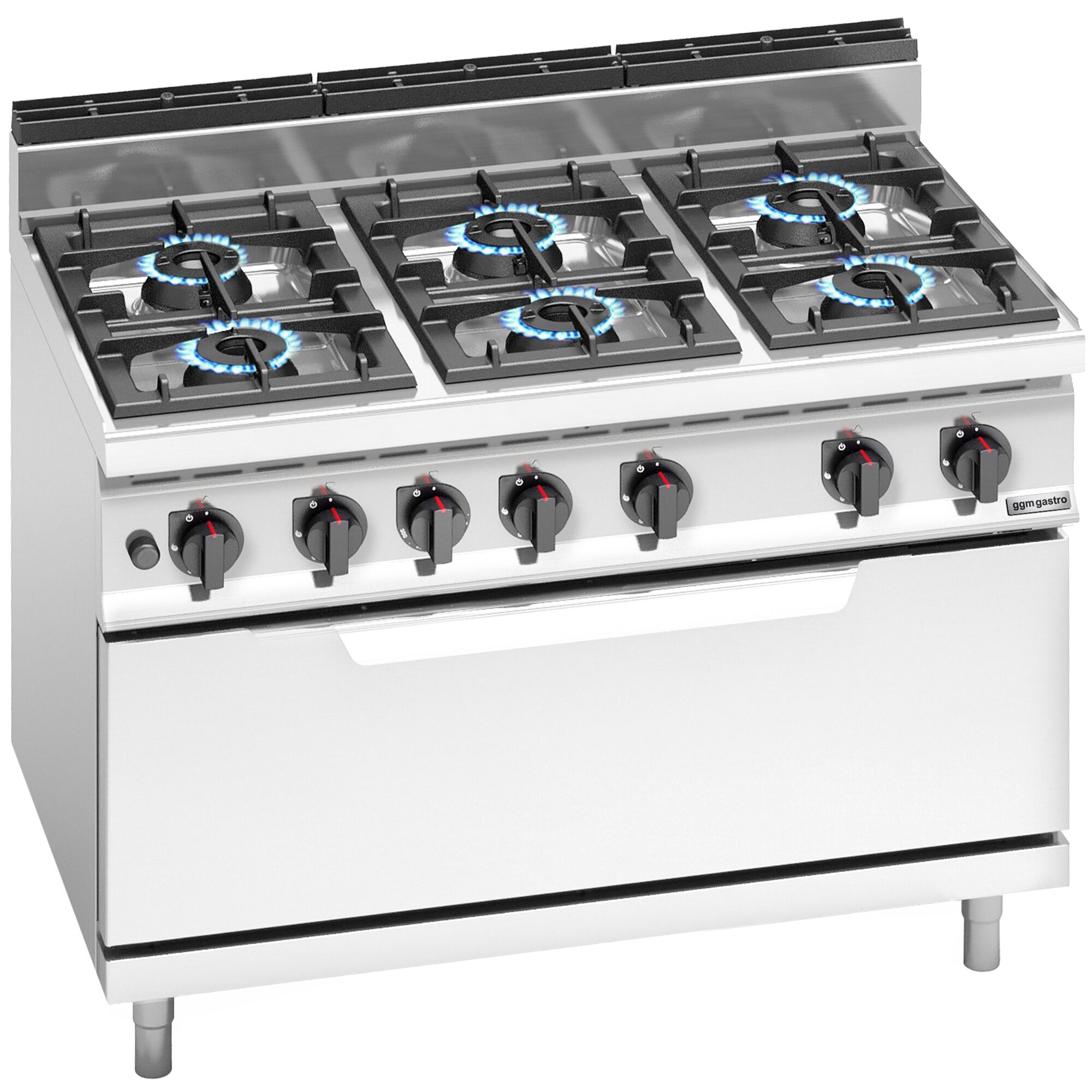 Fourneau à gaz – 42 kW – 6 brûleurs – avec four à gaz statique – 12 kW – modèle haute performance