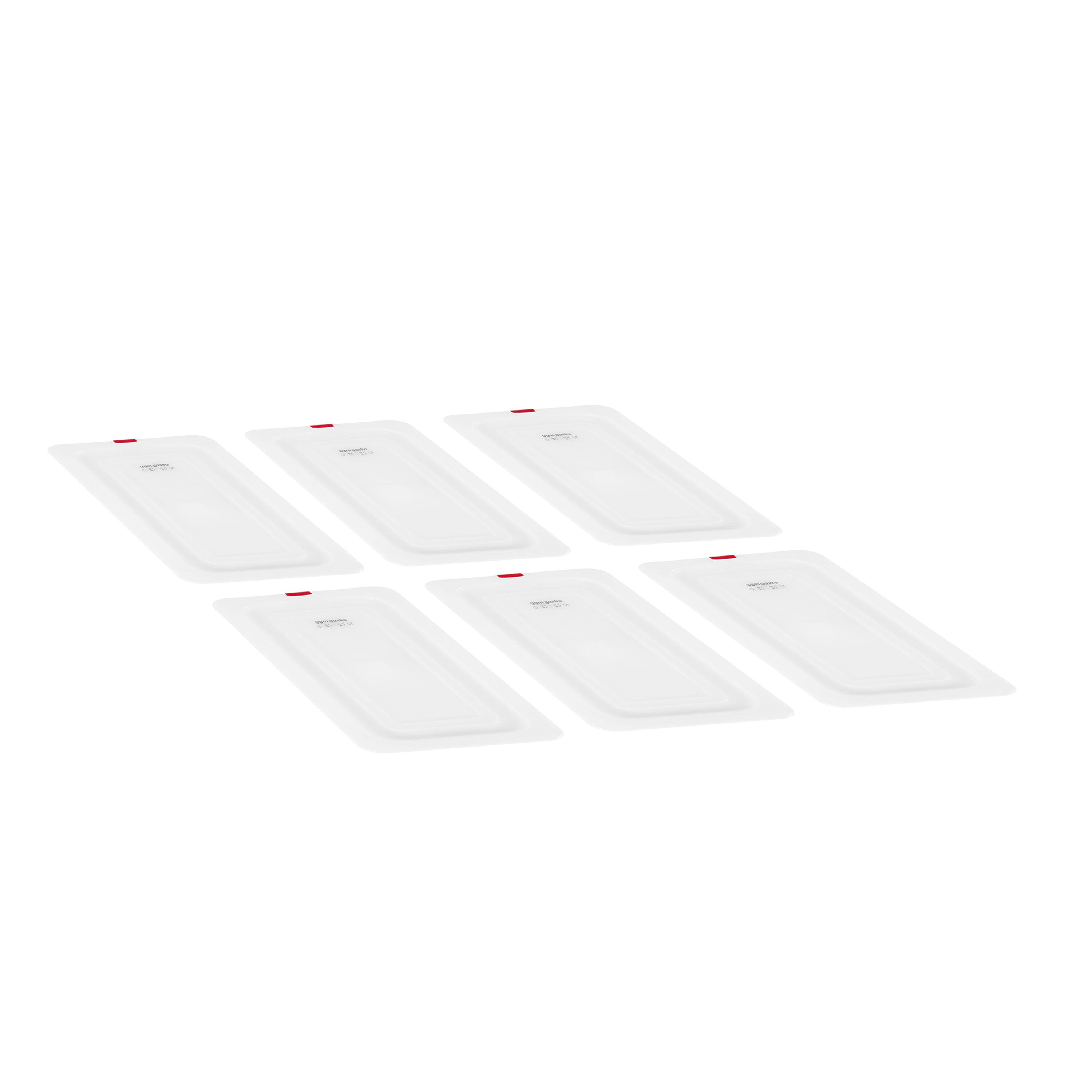 (6 pièces) Couvercle GN en Polypropylène 1/3 - Transparent - 325 x 176 mm - Hauteur: 17 mm