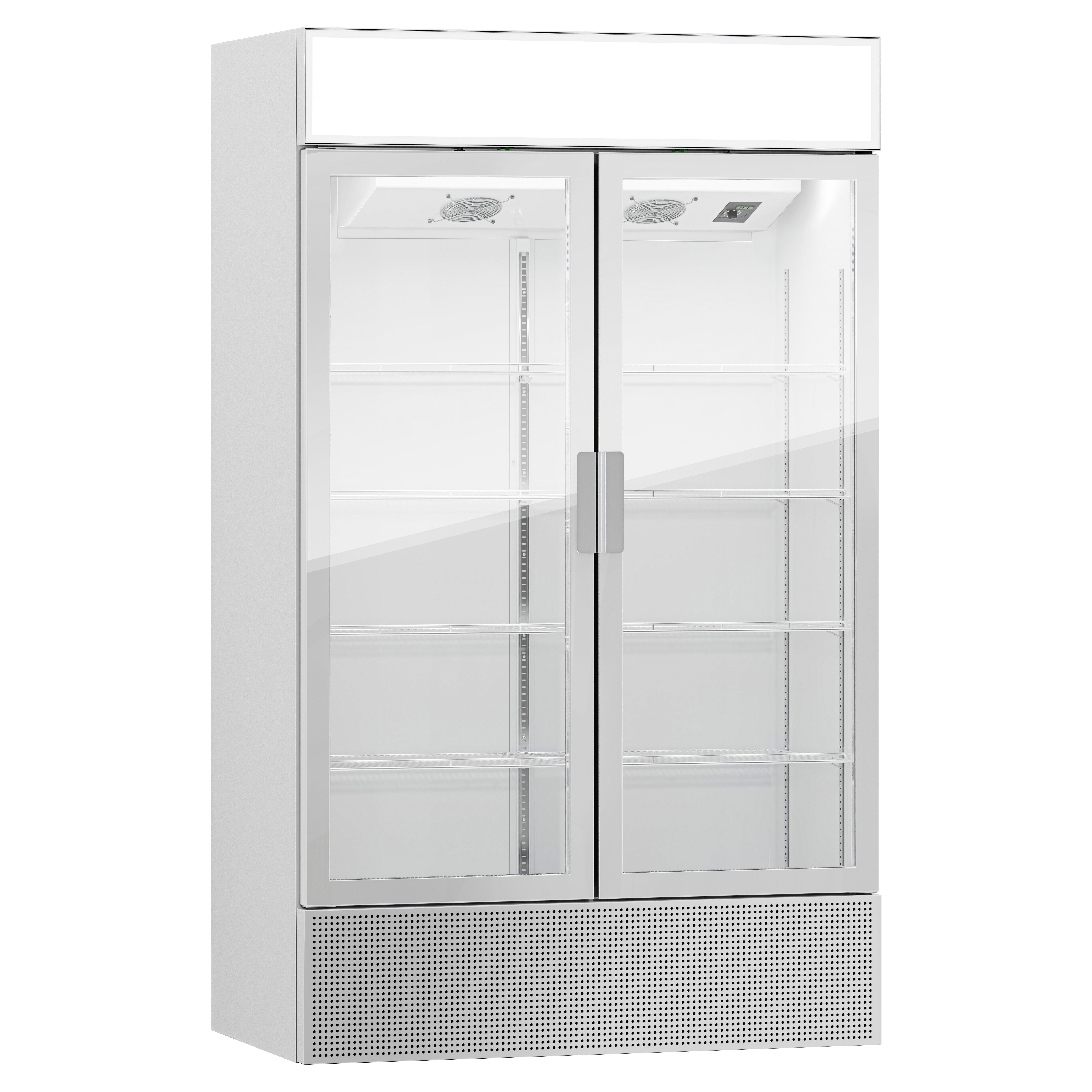 (3 pcs) Commercial Upright Glass Door Display Fridge - 3600mm - 3600 Litres - with 6 hinged glass doors - LED lighting - Temperature range 1 to 10 °C - Grey