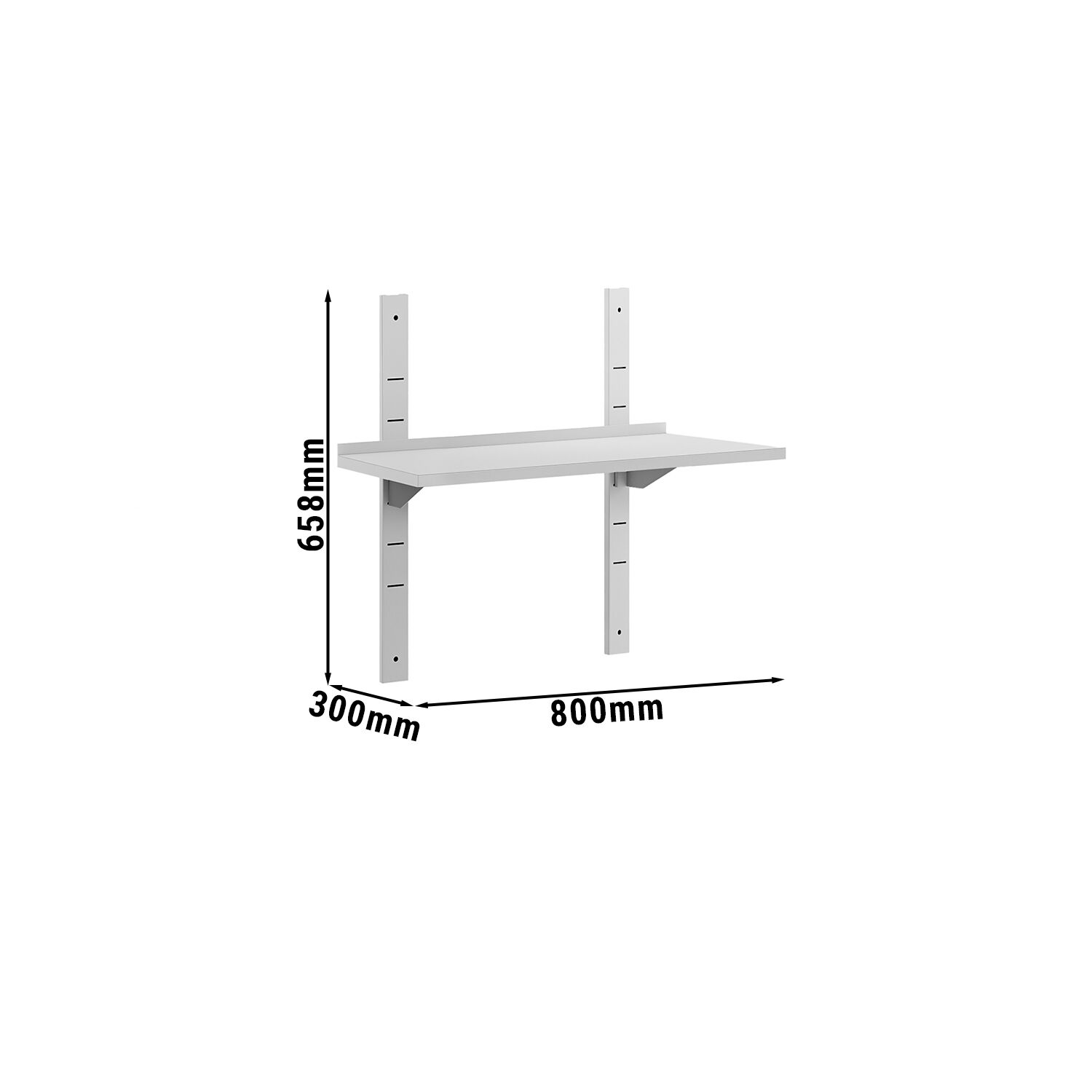 Étagère murale ECO en inox - 800 × 300 mm - avec 1 étage
