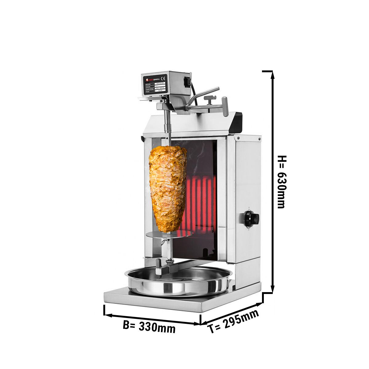 Electric Doner Kebab Grill (Shawarma/Gyros) - 1 Burner - up to 5kg - 1.85kW - Countertop - incl. 2 double doors