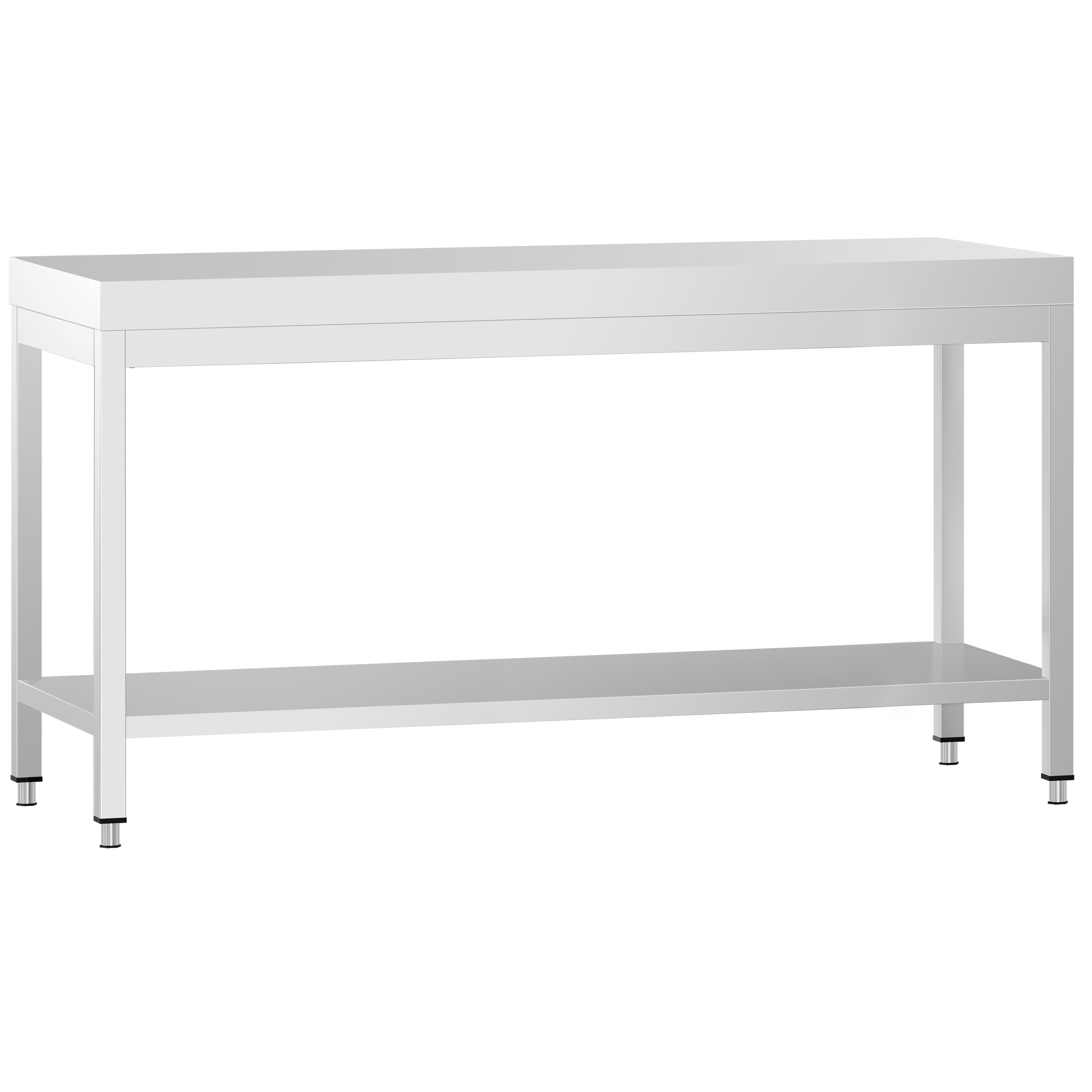 Table de travail inox PREMIUM - 2000x700mm - avec étagère basse + traverses de renfort
