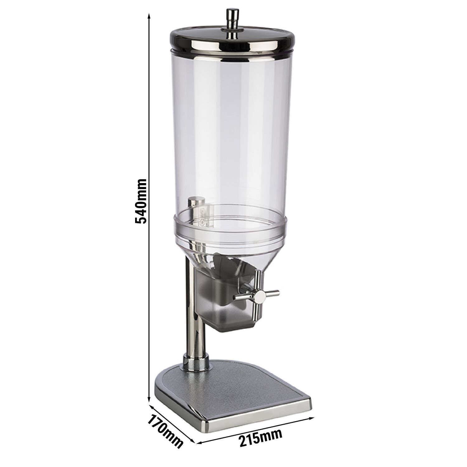 Müslidispenser - FRESH+EASY - 1 plastbehållare - 4,5 l - ställ i rostfritt stål - vridvred