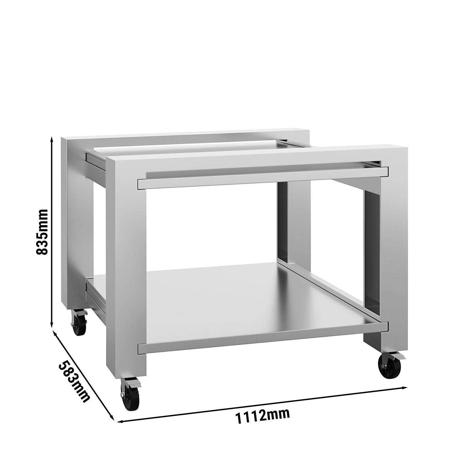 Support pour four à pizza - 1112x583x835mm - Inox - avec 1 étagère - pour four à pizza POP434E - Norme CE