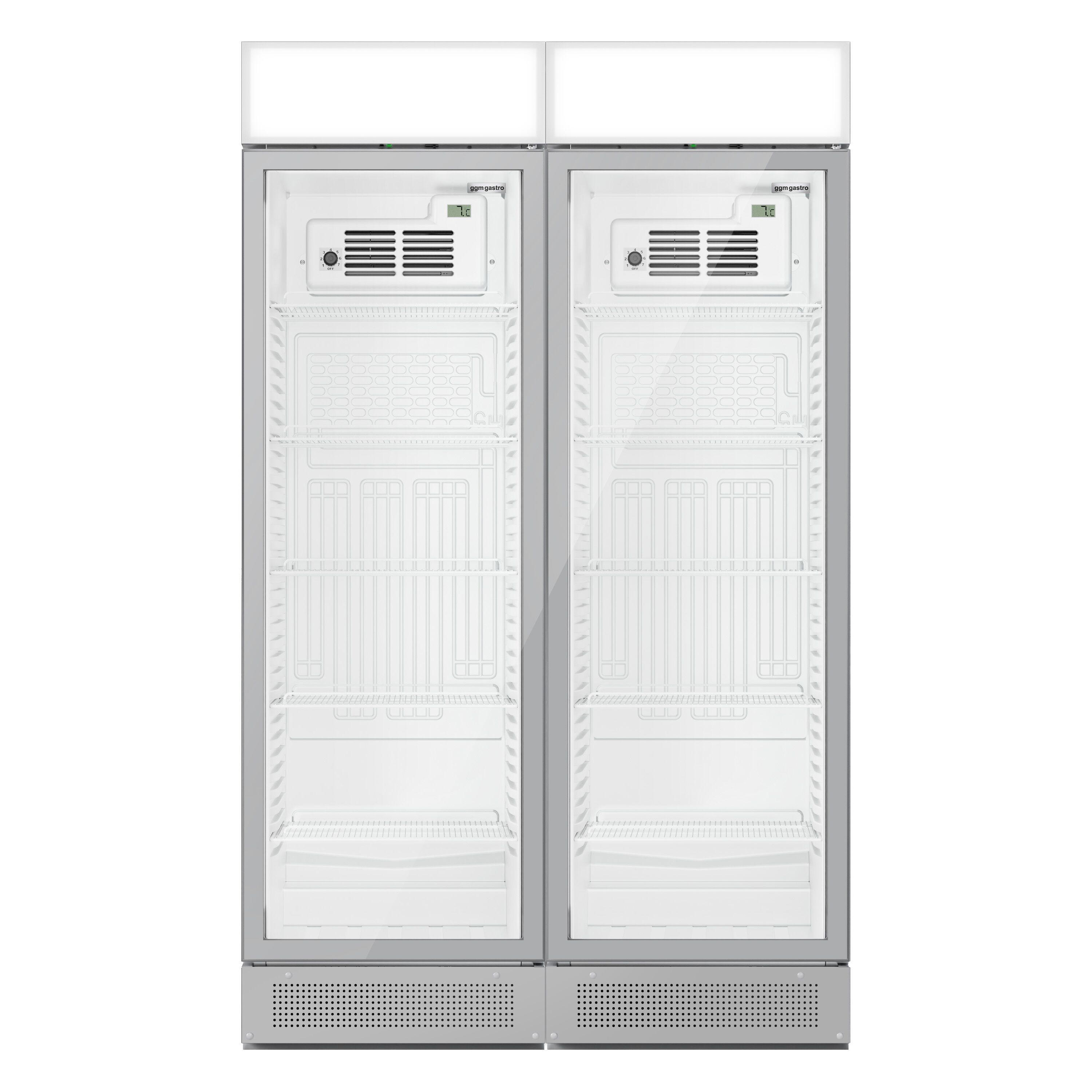 (2 pièces) Vitrine réfrigérée à boissons - 690 litres - design sans cadre - avec 2 portes vitrées et écran publicitaire