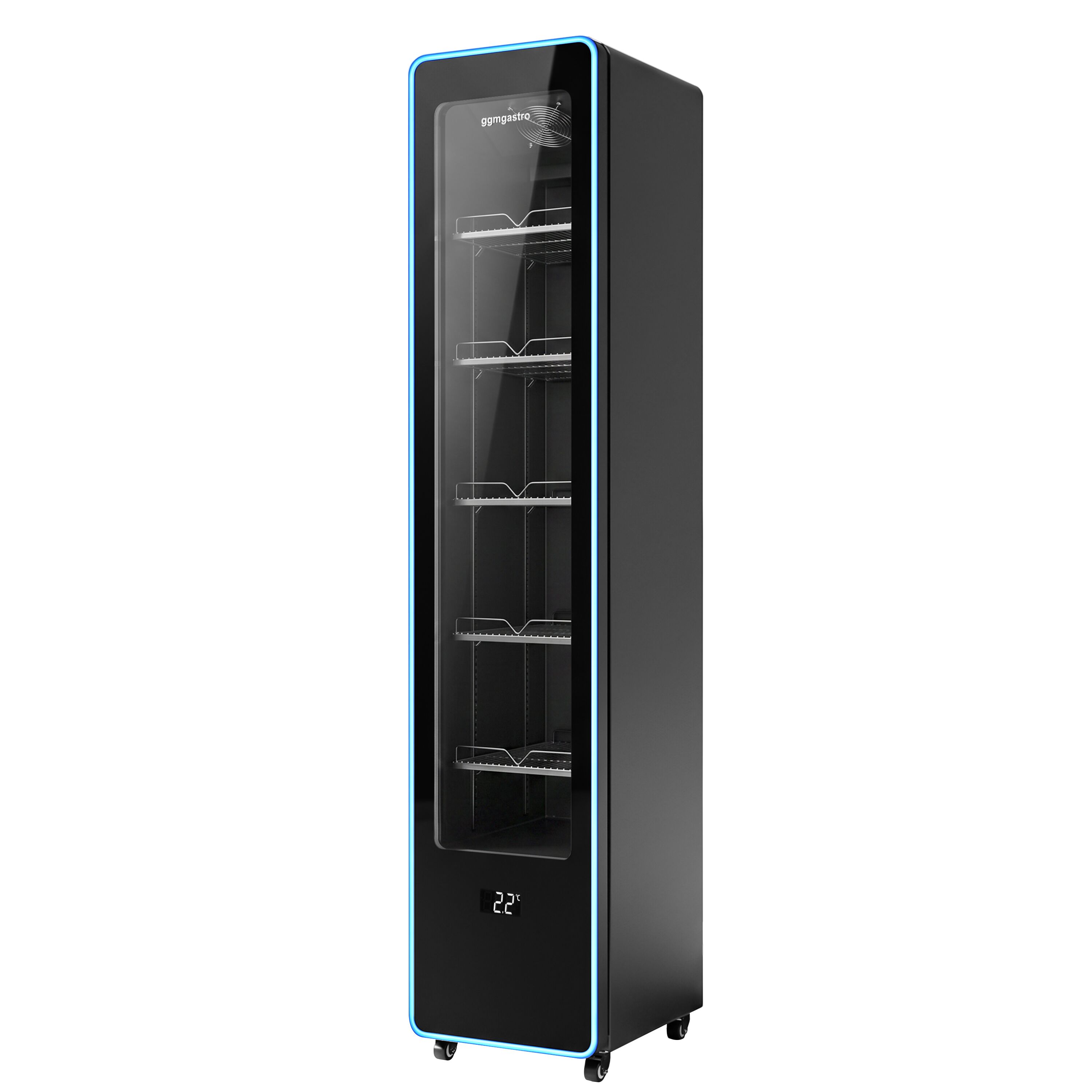 Beverage refrigerator – 145 litres – frameless design – slimline – with 1 glass door and coloured LED lighting