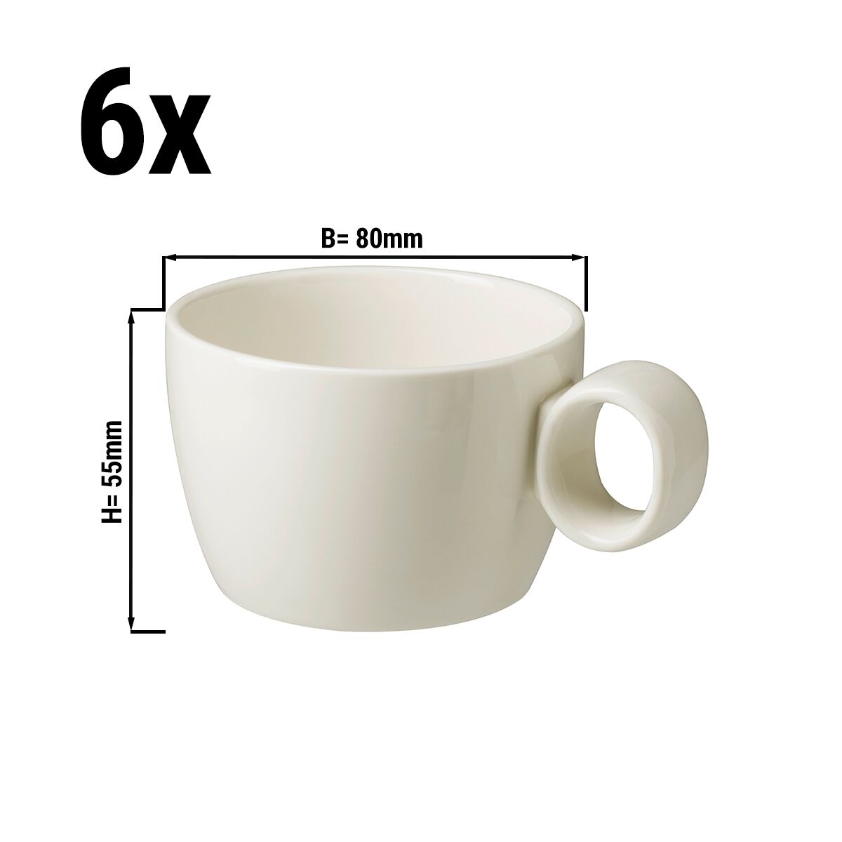 (6 Stück) LUX - Kaffeetasse Maastricht - 160ml - Elfenbein