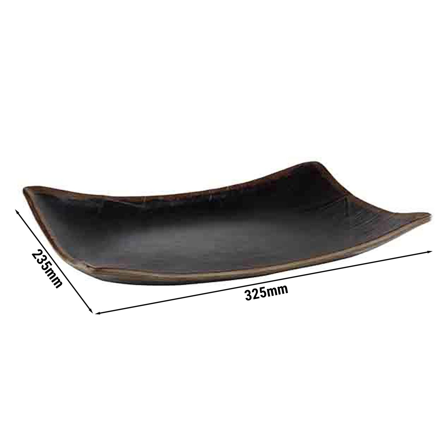 (6 pcs) Plateau fast food - MARONE - Mélamine - 325x235mm - Hauteur:45mm - Noir/Brun - empilable, compatible lave-vaisselle