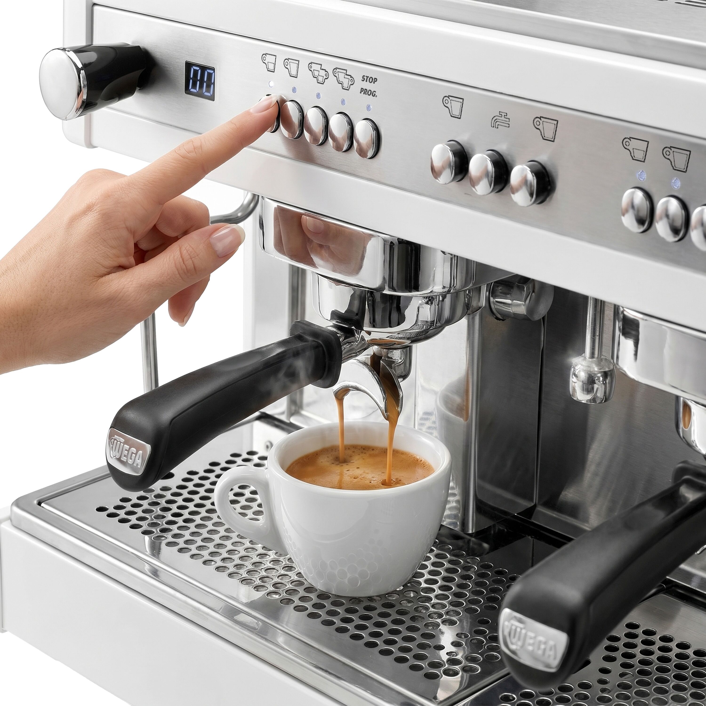 WEGA | Airy - Siebträgermaschine - 3 Gruppig - 5,6 kW - mit Shot Counter - Weiß