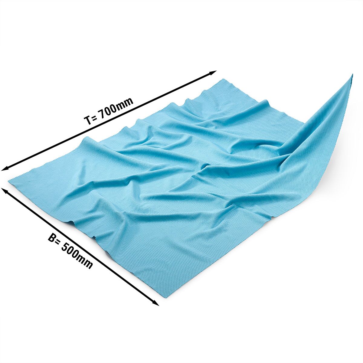 (10 pièces) Chiffon en microfibre / torchon à verres - 500 x 700 mm - Bleu