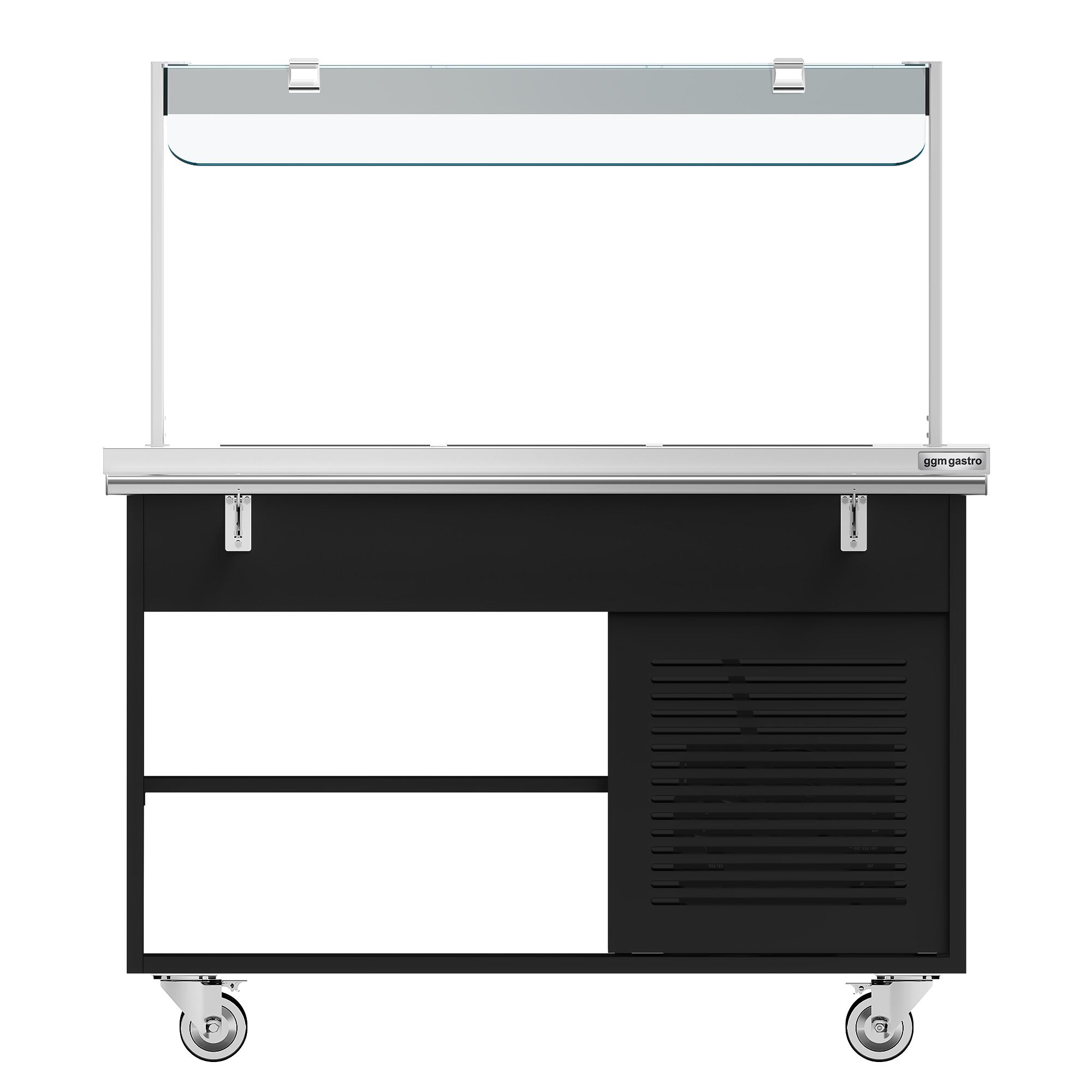 Buffet réfrigéré DANZIG - 1300mm - 3 bacs GN 1/1 - avec Glissière pour plateaux - Noir