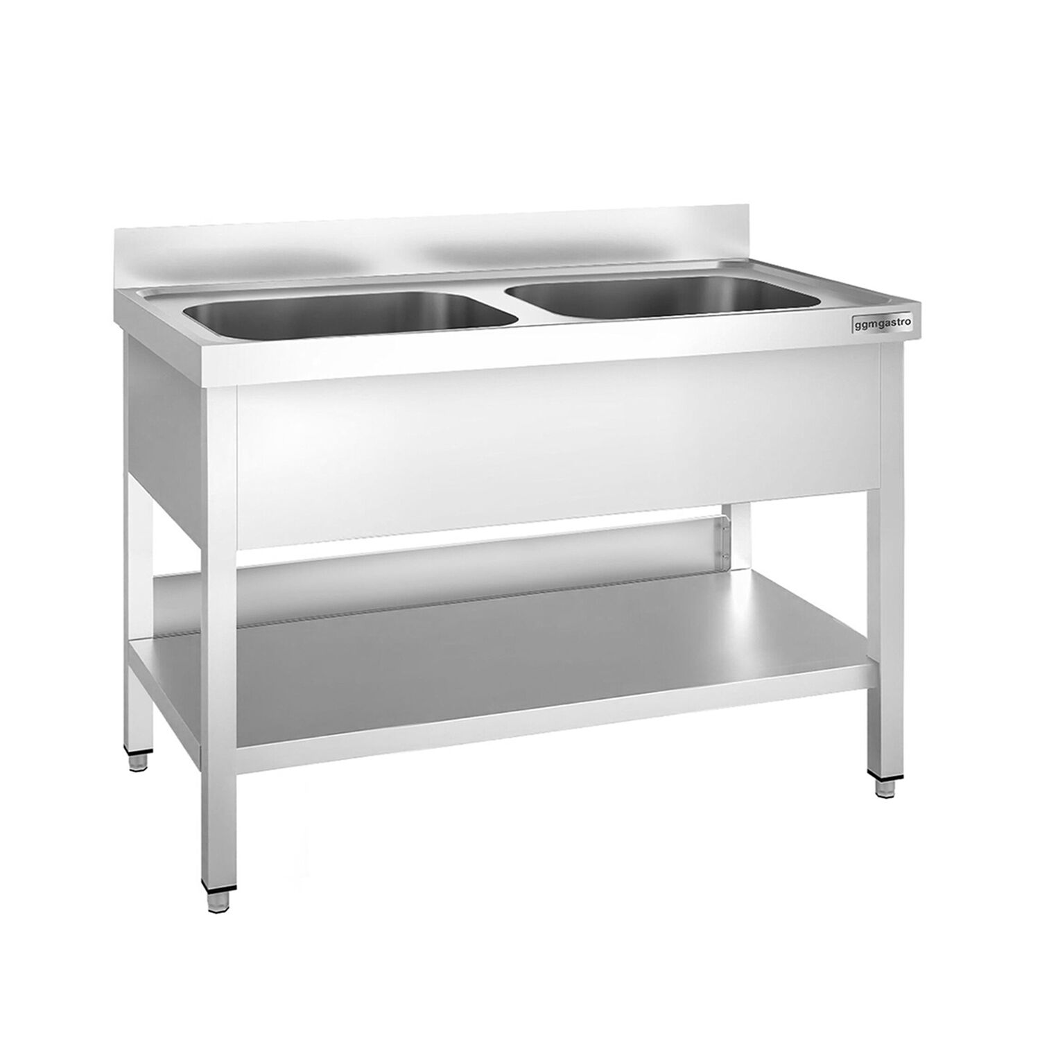 Spültisch PREMIUM - 1200x700mm - mit Grundboden - mit 2 Becken mittig