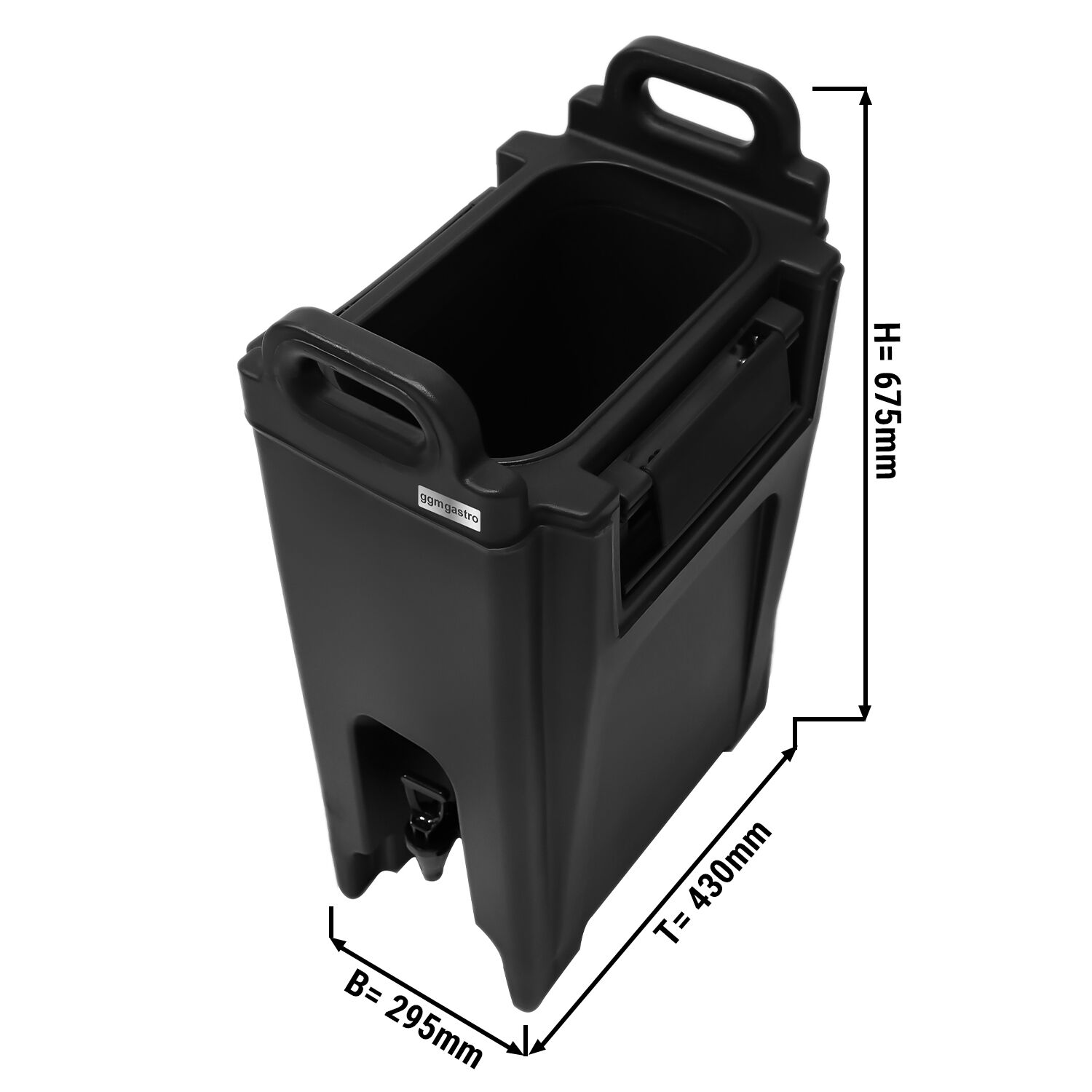 Thermo Getränkebehälter mit Hahn - 20 Liter - schwarz