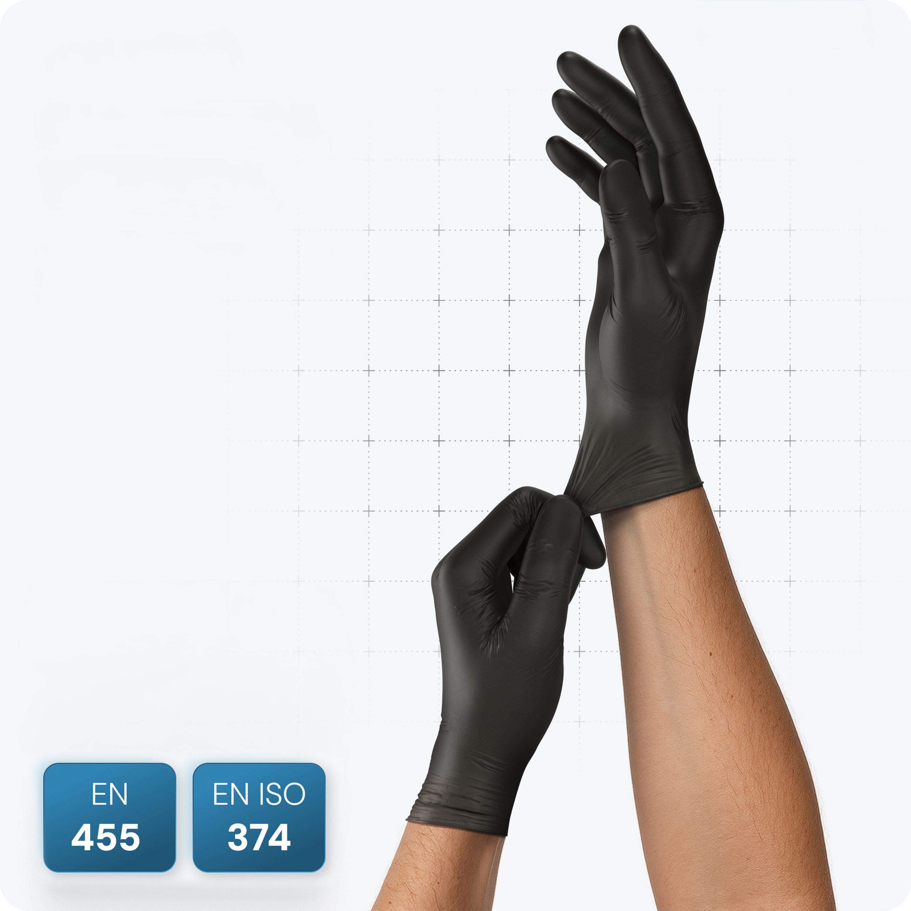 (10 pezzi) ARNOWA | Guanti in lattice monouso - 100 pezzi - Taglia M - Nero
