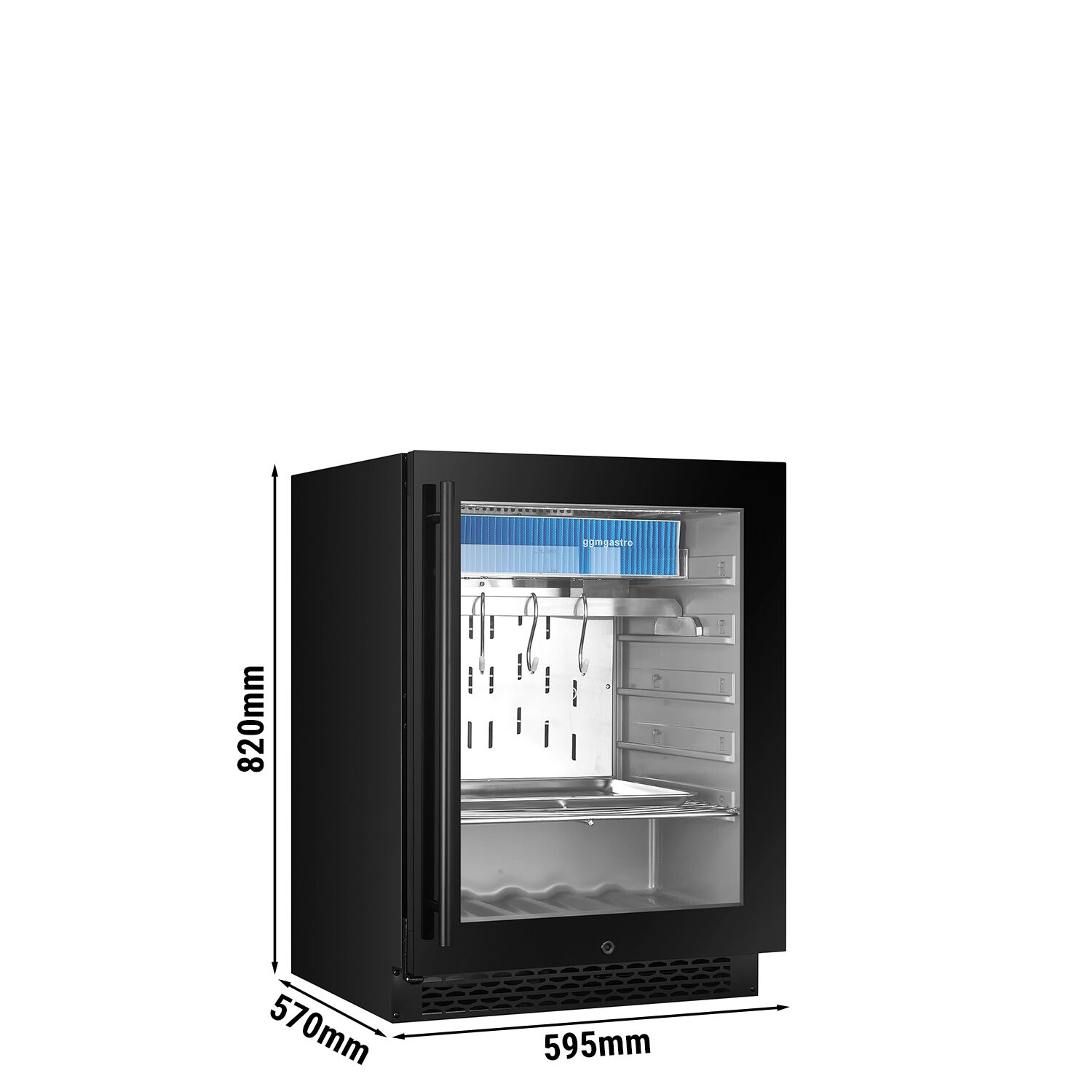 Dry Aging Armoire de maturation de la viande - 595mm - 98 litres - 1 porte vitrée sans cadre - Noir