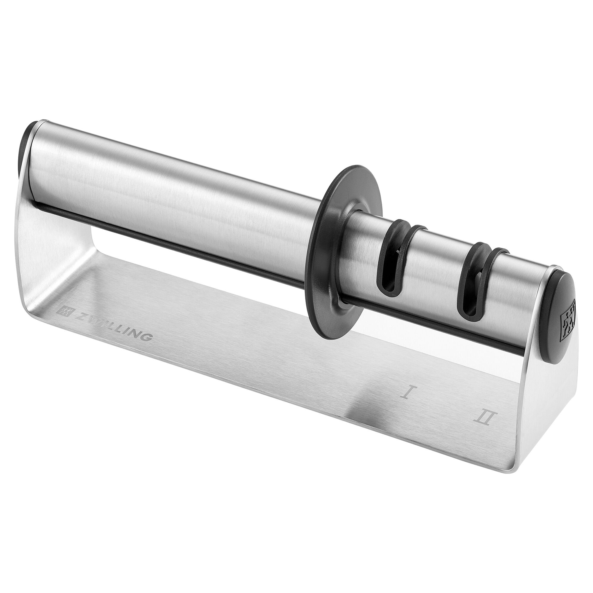 ZWILLING | TWINSHARP 2‑Stage Pull‑Through Knife Sharpener – Silver - SS & Ceramic - Incl. Asian knives