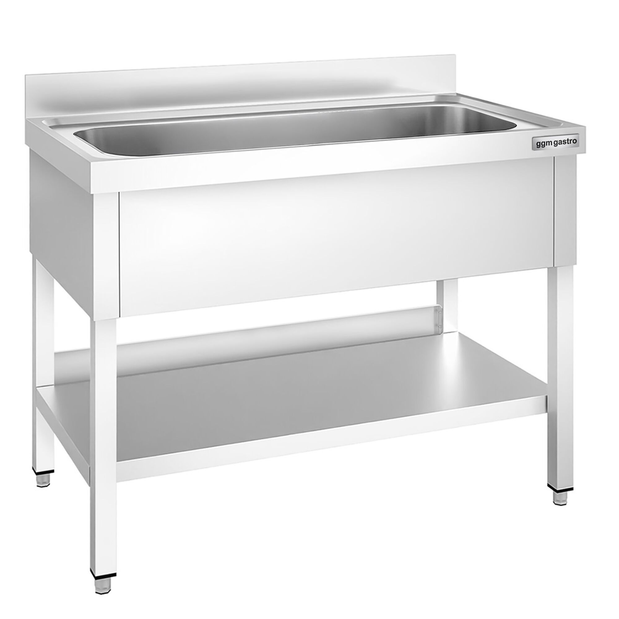 Plonge à marmites en inox PREMIUM - 1200x600mm - avec étagère basse & 1 bac